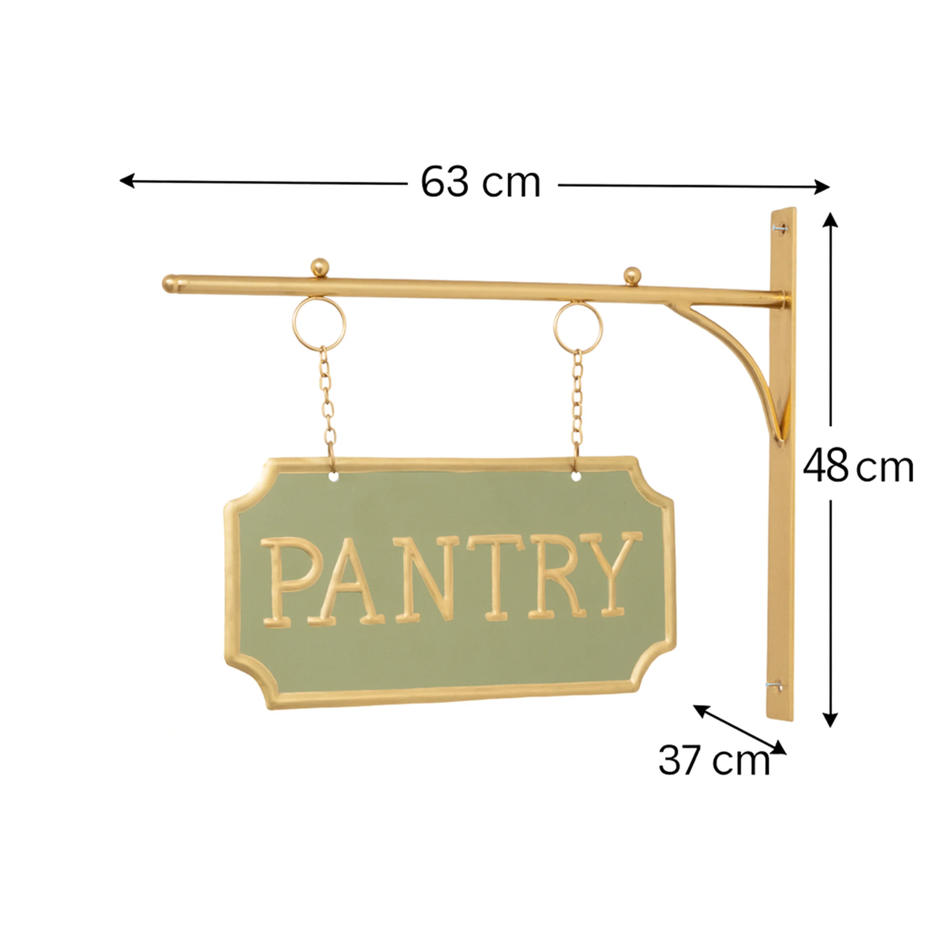 Gold and Sage Green Metal Wall Mounted Hanging Pantry Sign - Image 5