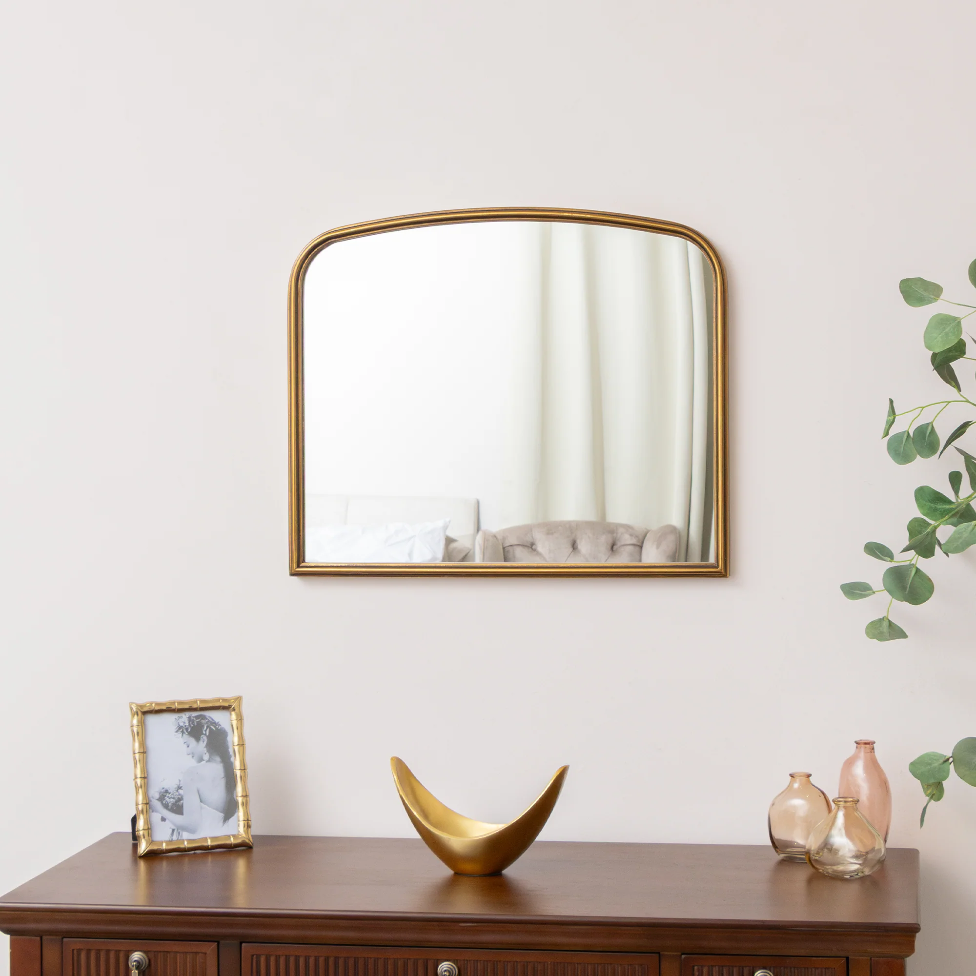 Gold Arched Metal Framed Wall Mirror - 60cm x 40cm - Image 5