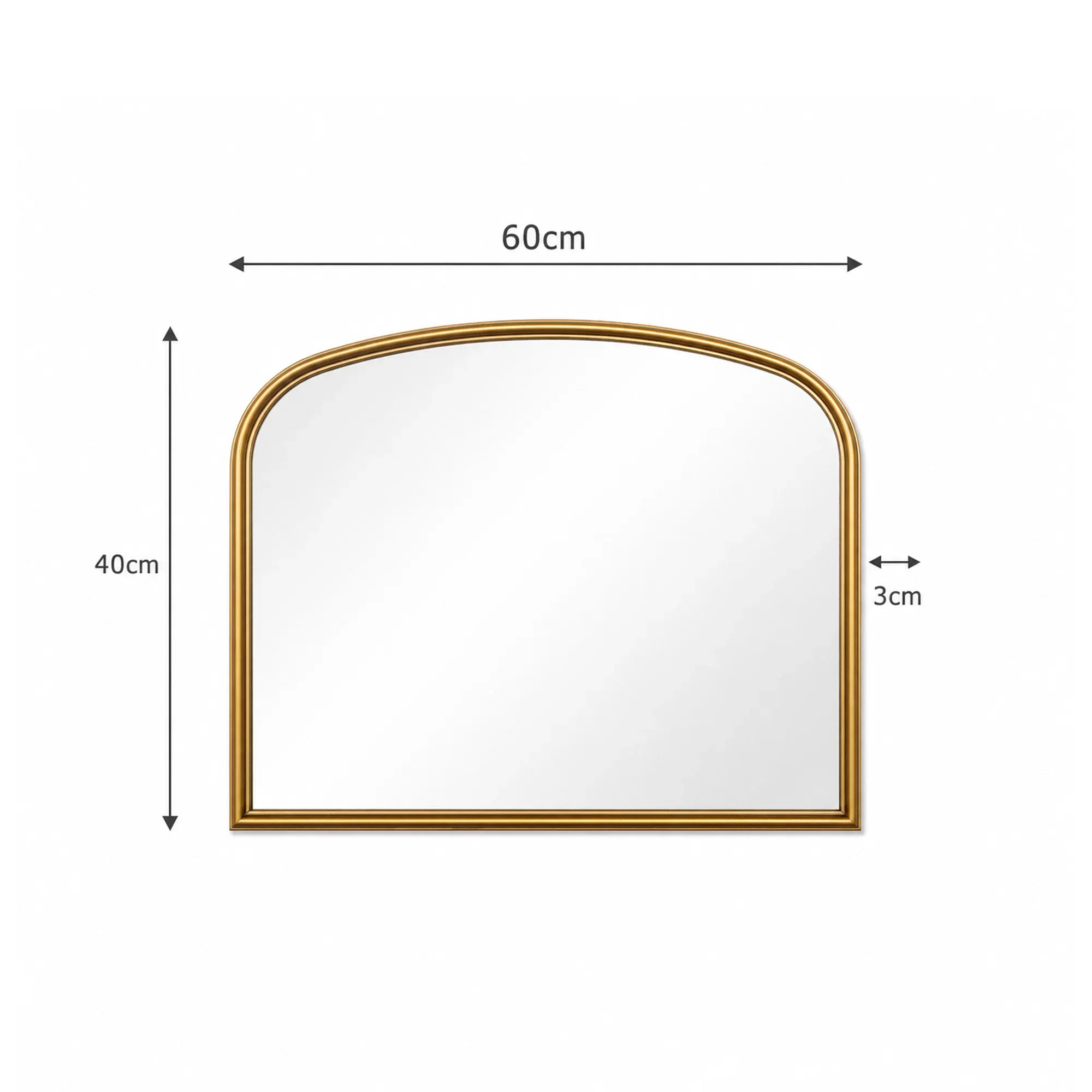 Gold Arched Metal Framed Wall Mirror - 60cm x 40cm - Image 8