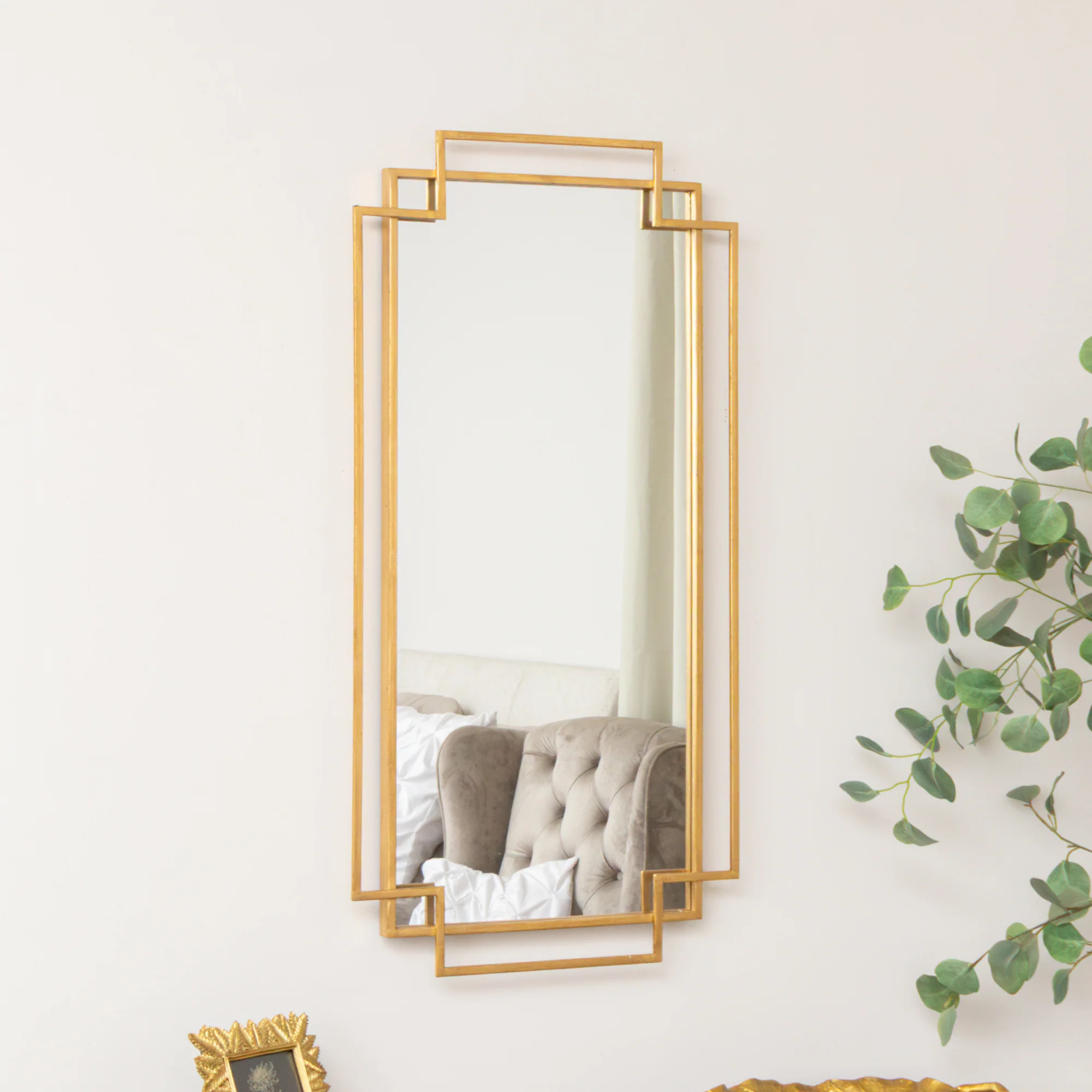 Gold Foiled Wall Mirror - 94cm x 48cm