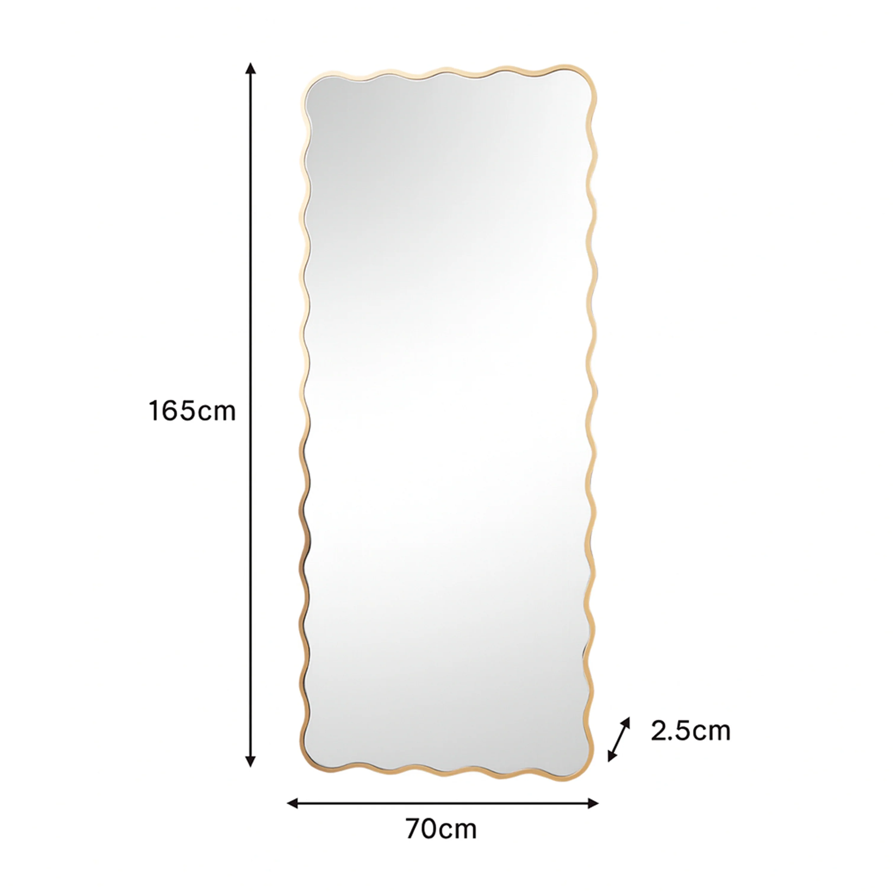Gold Full Length Wavy Mirror - 70cm x 165cm - Image 7
