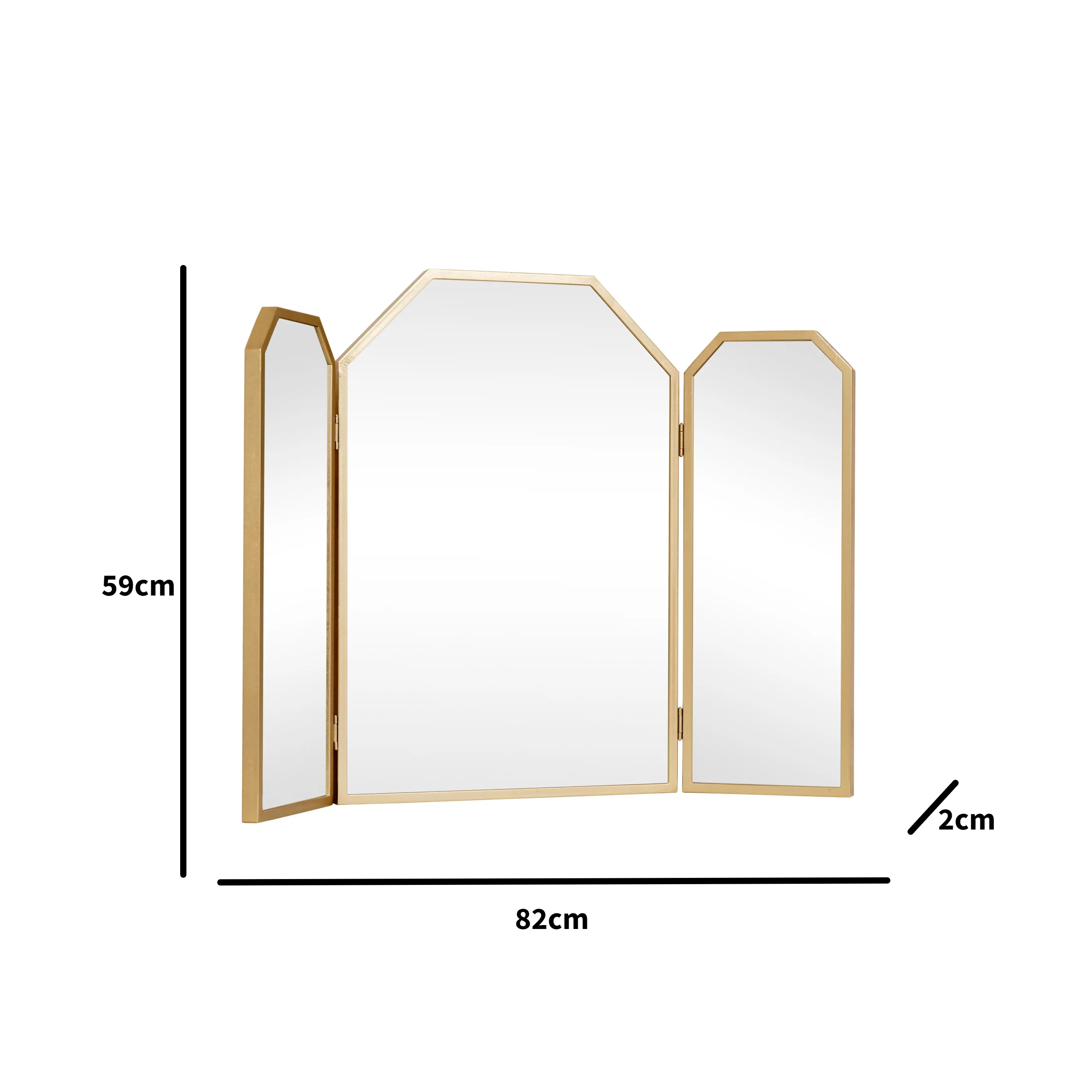 Gold Hexagon Triple Dressing Table Mirror 82cm x 59cm - Image 5