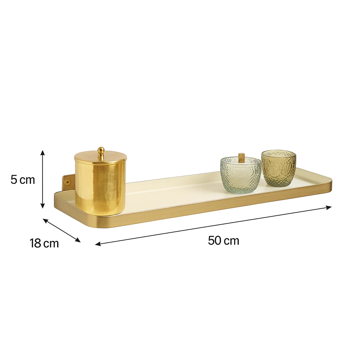 Gold & Ivory Enamelled Metal Wall Shelf - 50cm - Image 7