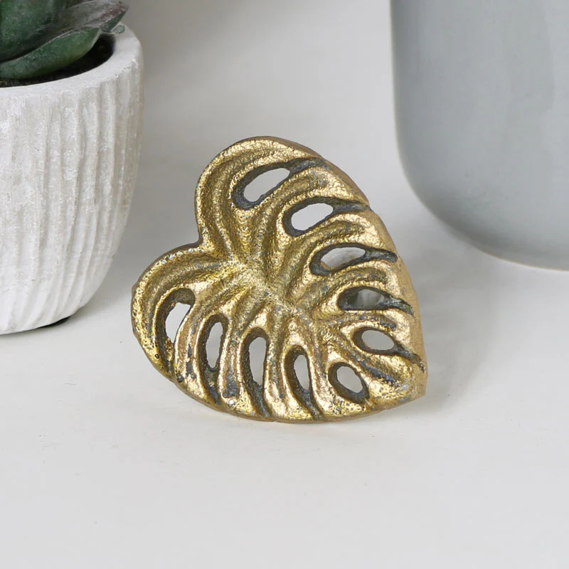 Gold Monstera Leaf Drawer Knob - 5.2cm x 6cm