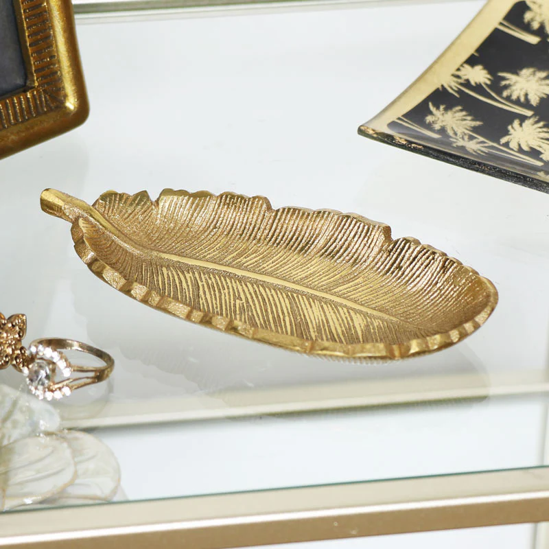 Gold Metal Feather Trinket Dish - Image 2