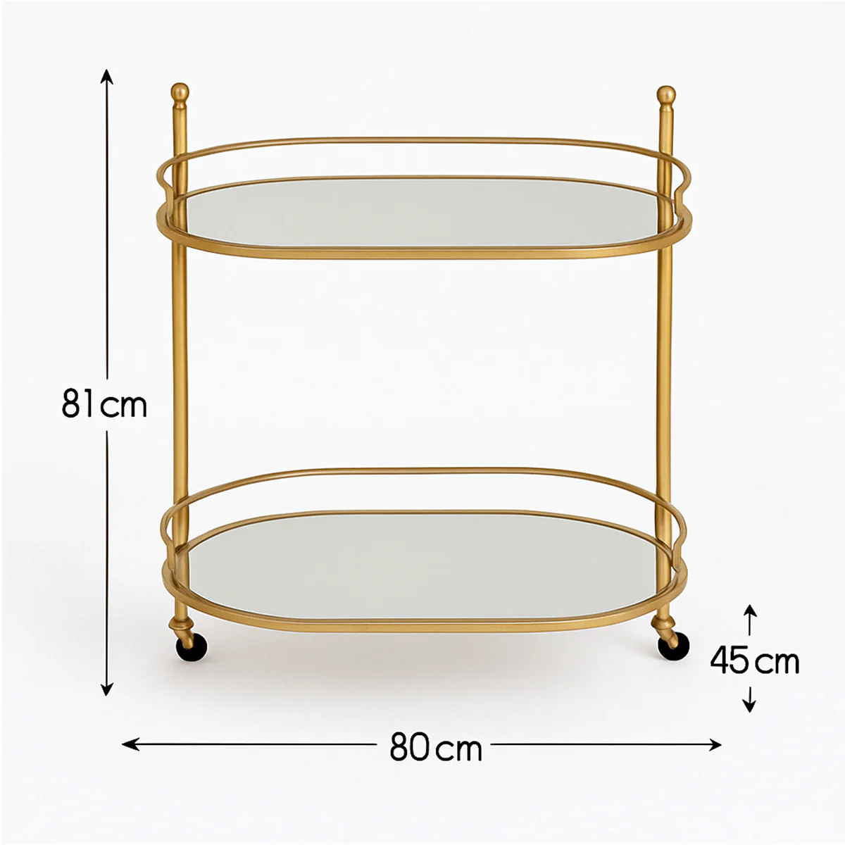 Gold Mirrored Oval Drinks Trolley - Image 9