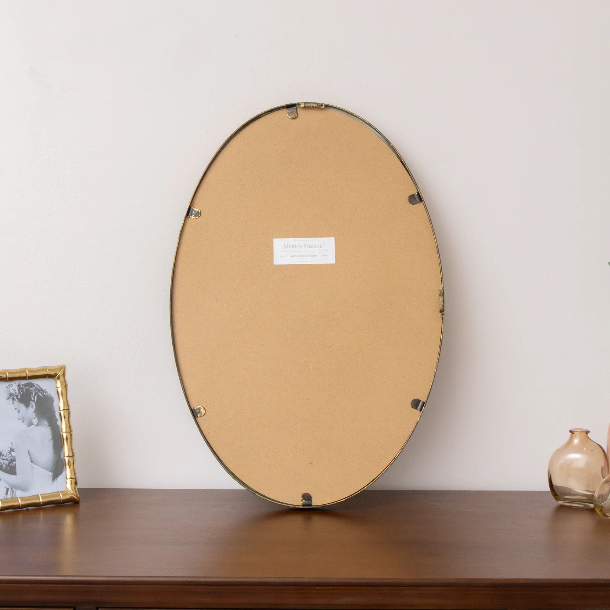 Gold Oval Metal Framed Wall Mirror - 60cm x 40cm - Image 6