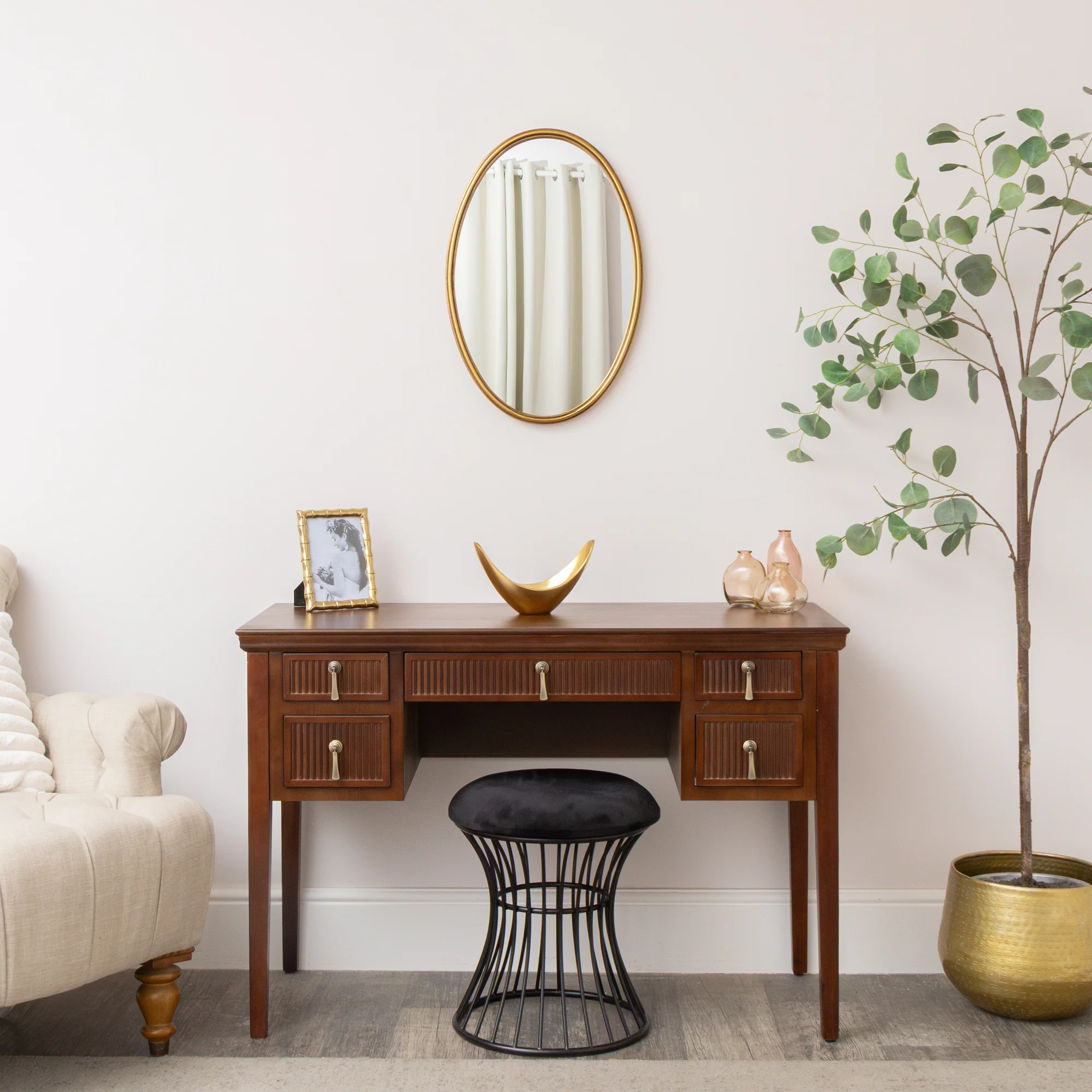 Gold Oval Metal Framed Wall Mirror - 60cm x 40cm - Image 7