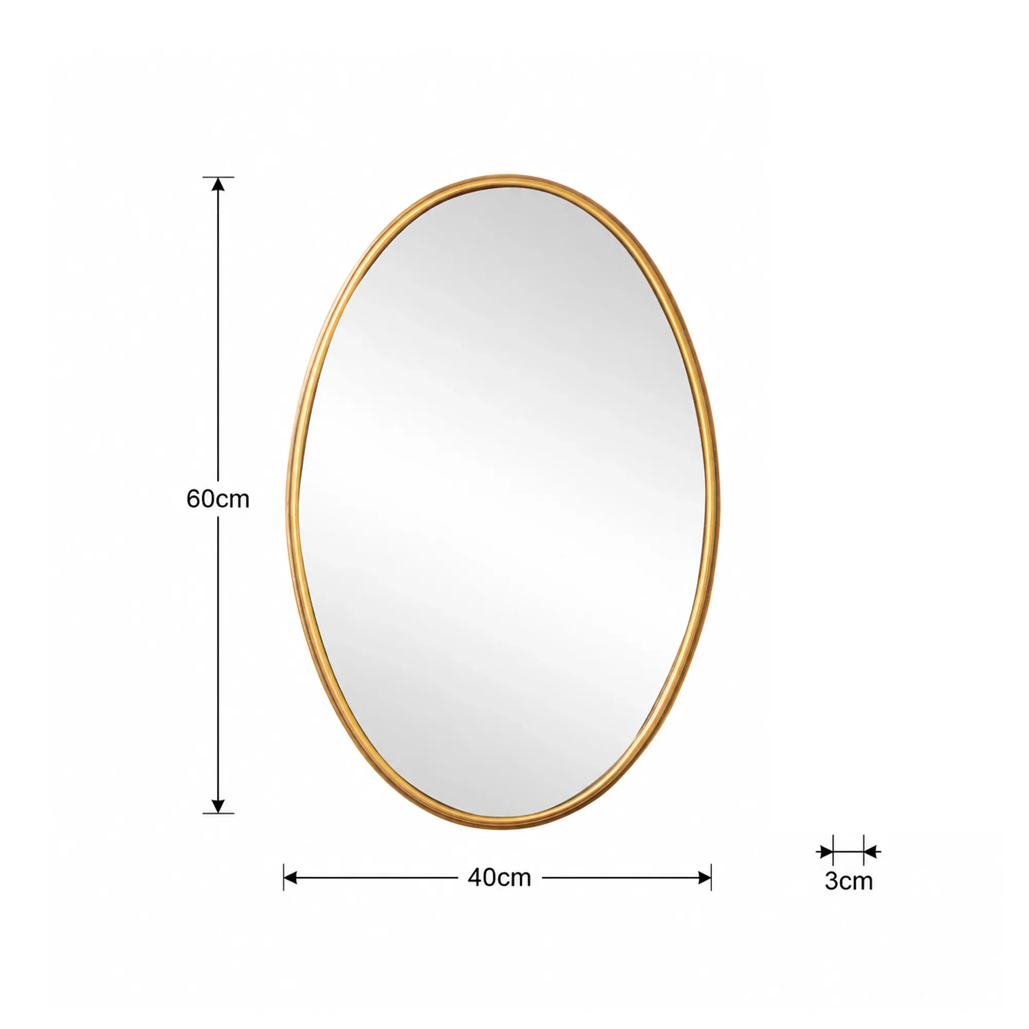 Gold Oval Metal Framed Wall Mirror - 60cm x 40cm - Image 8
