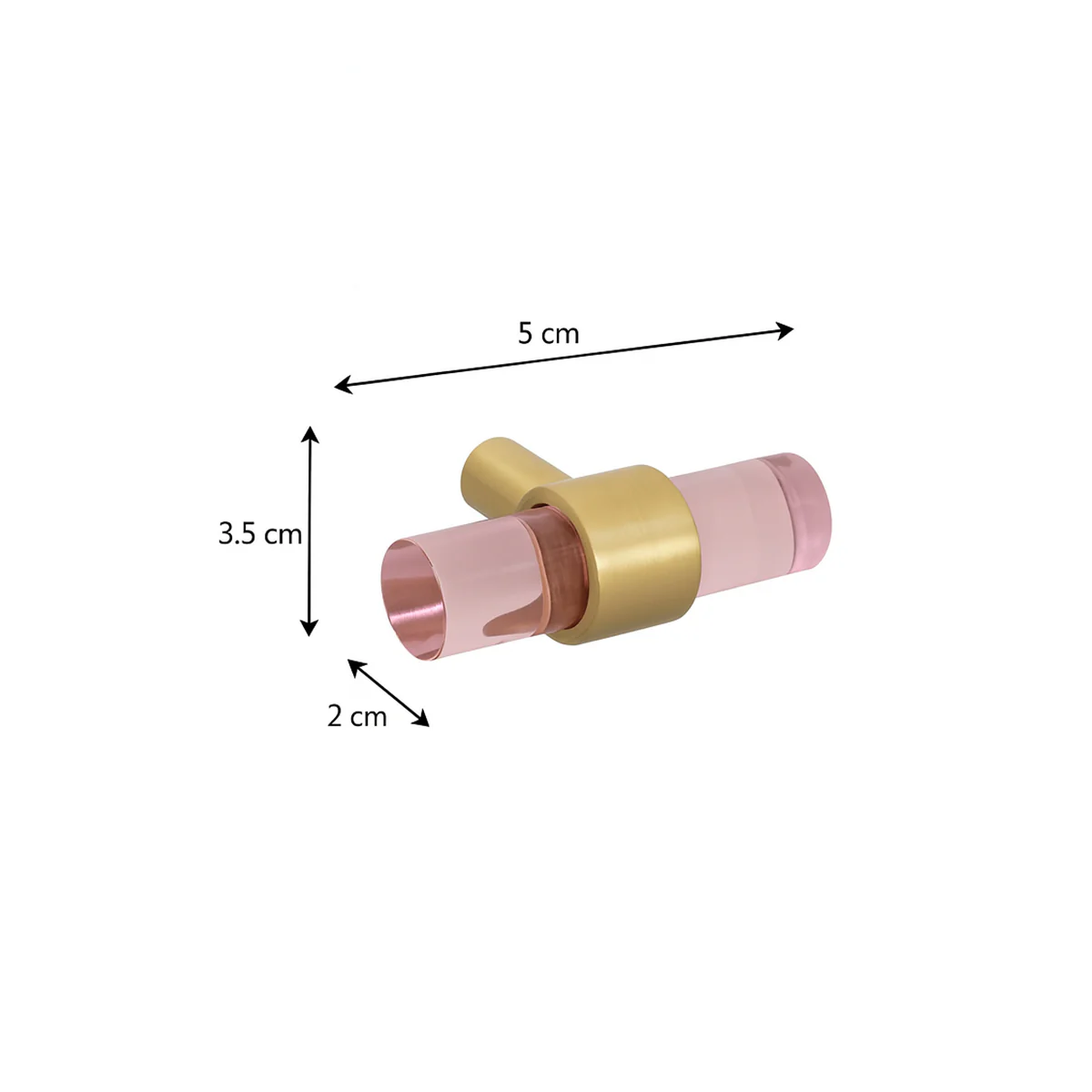 Gold & Pink Acrylic T-Bar Shaped Drawer Handle - Image 5