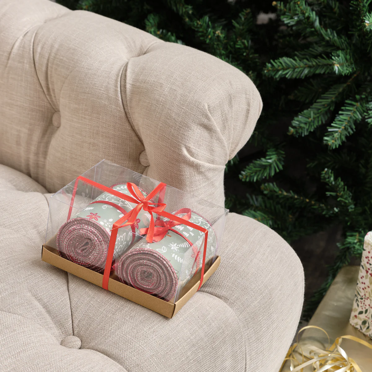 Green Christmas Tree Detailed Fabric Tree Ribbon - 270cm (2.7m / 106.3') - Image 4