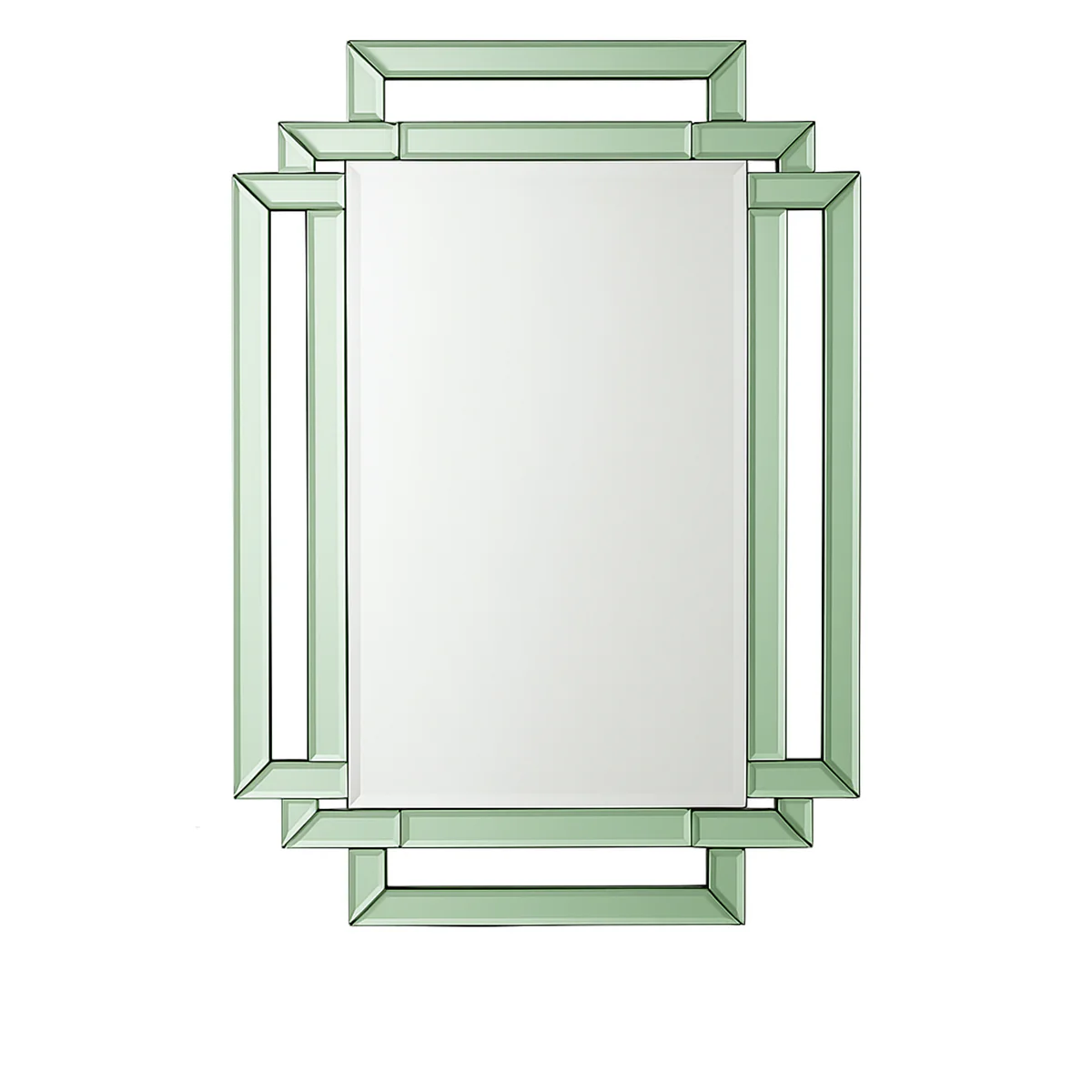 Green Glass Art Deco Rectangle Wall Mirror - 80cm x 50cm - Image 6