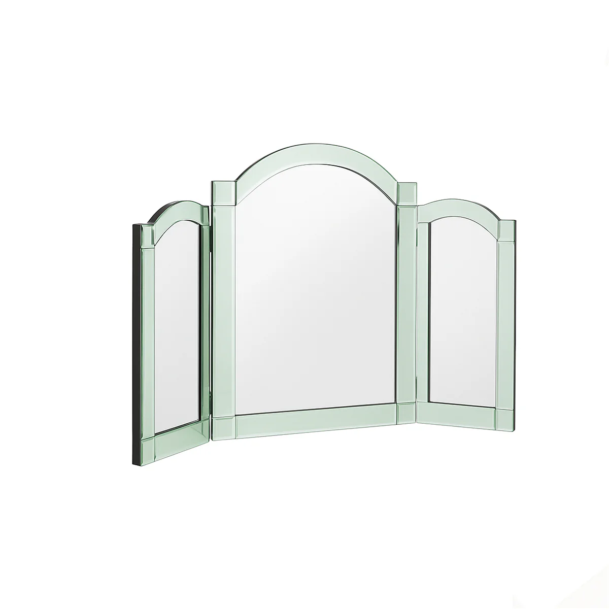 Green Glass Art Deco Triple Mirror 74cm x 60cm - Image 4