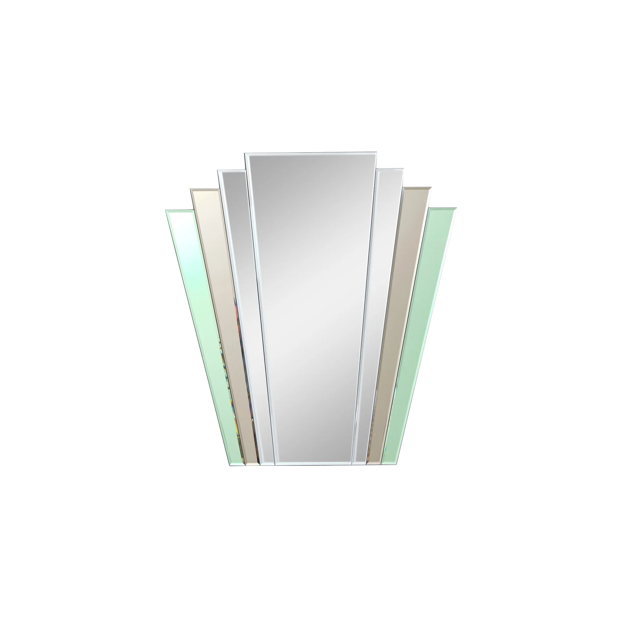 Green & Mocha Glass Art Deco Fan Wall Mirror 75cm x 68cm - Image 8