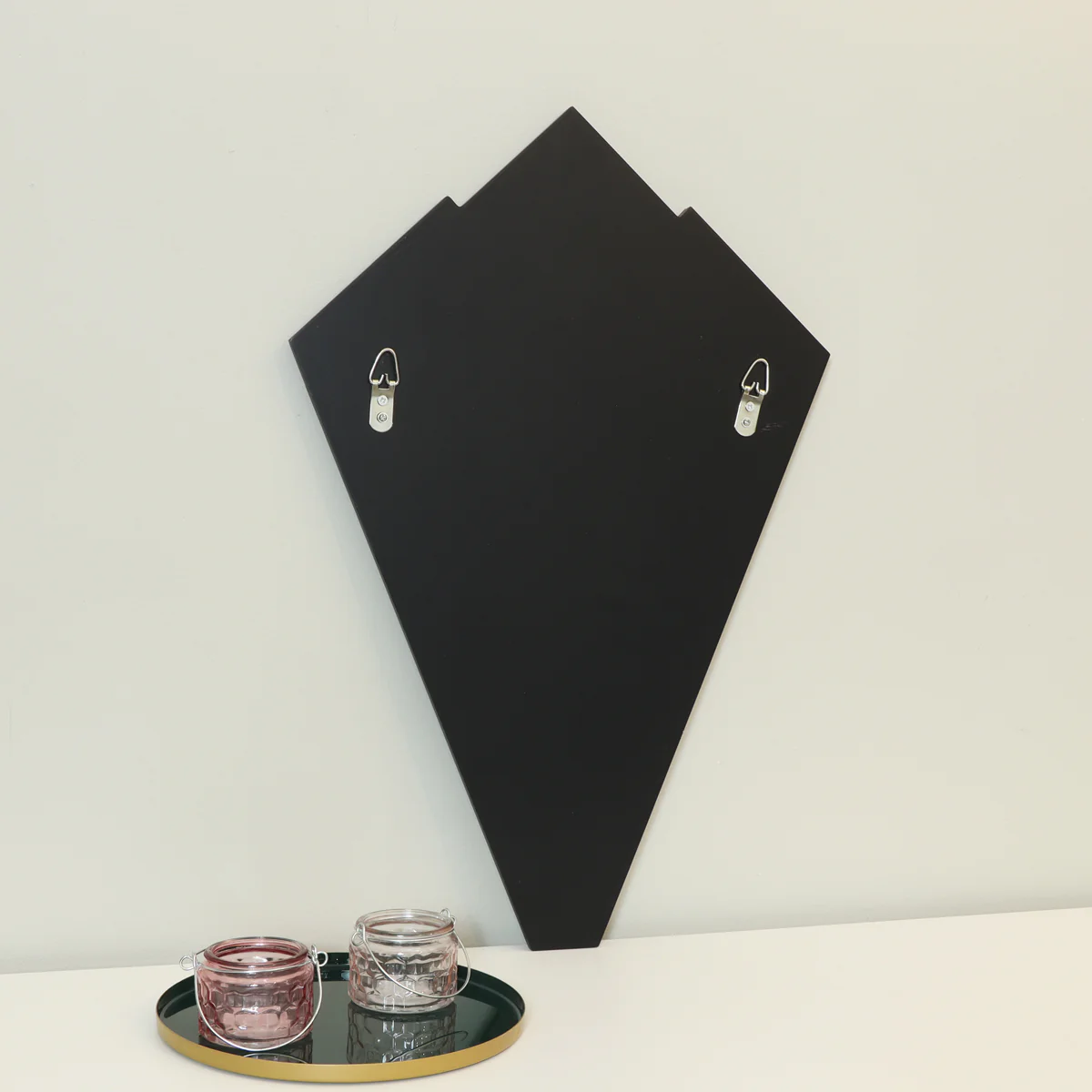 Green & Pink Glass Art Deco Fan Wall Mirror 60cm x 40cm - Image 4