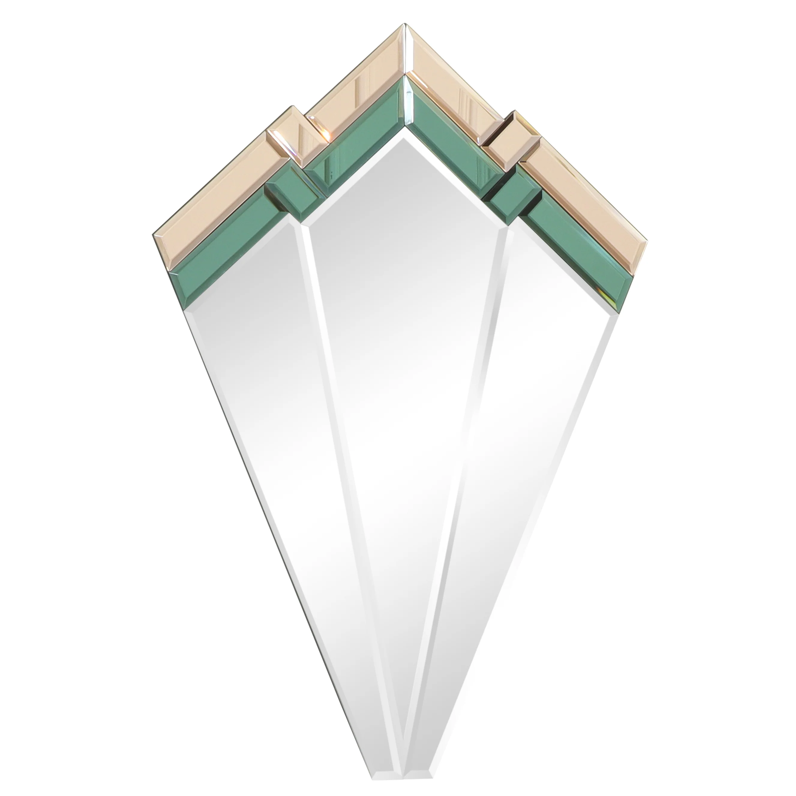 Green & Pink Glass Art Deco Fan Wall Mirror 60cm x 40cm - Image 6