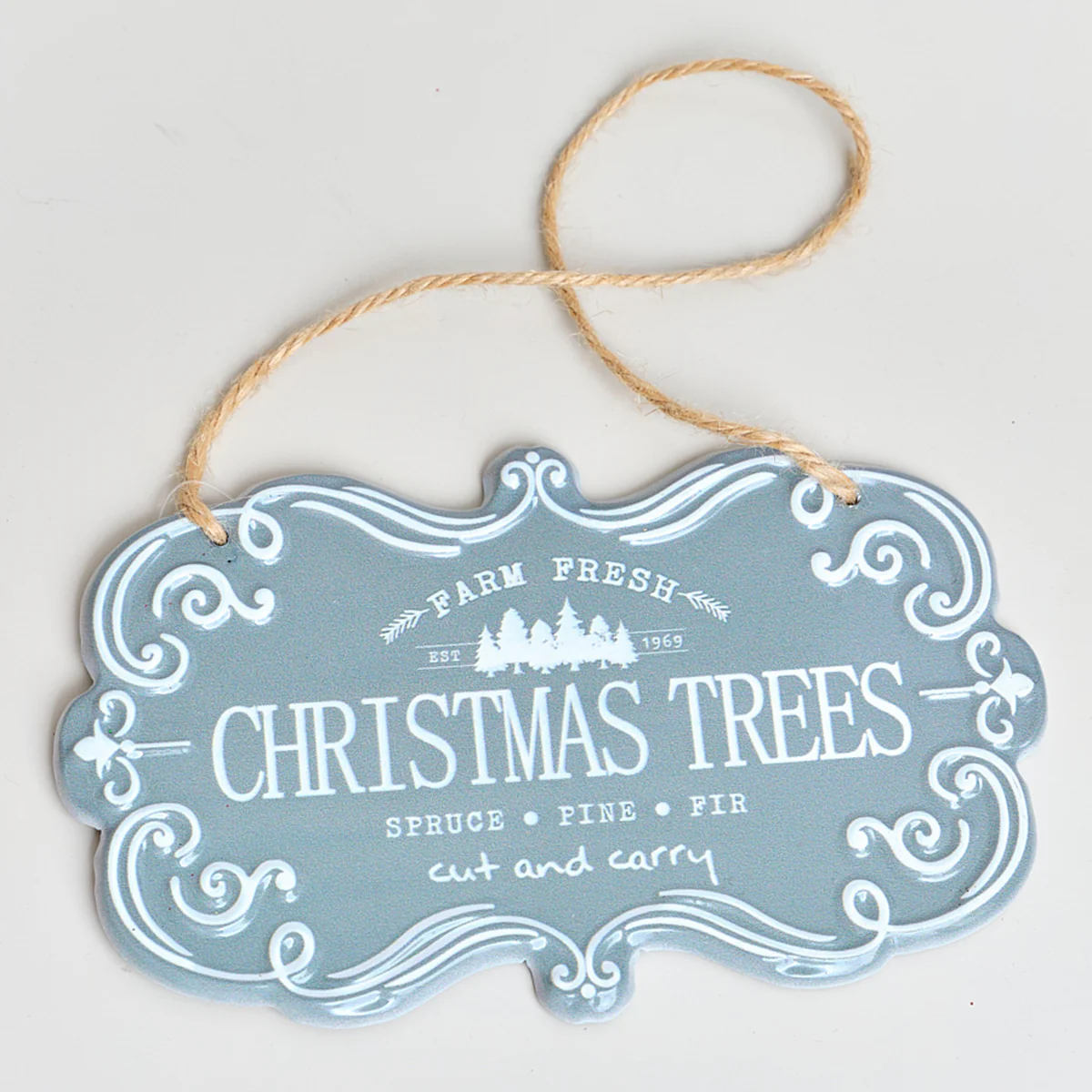 Green & White Christmas Trees Hanging Sign - 18cm x 10.5cm - Image 4