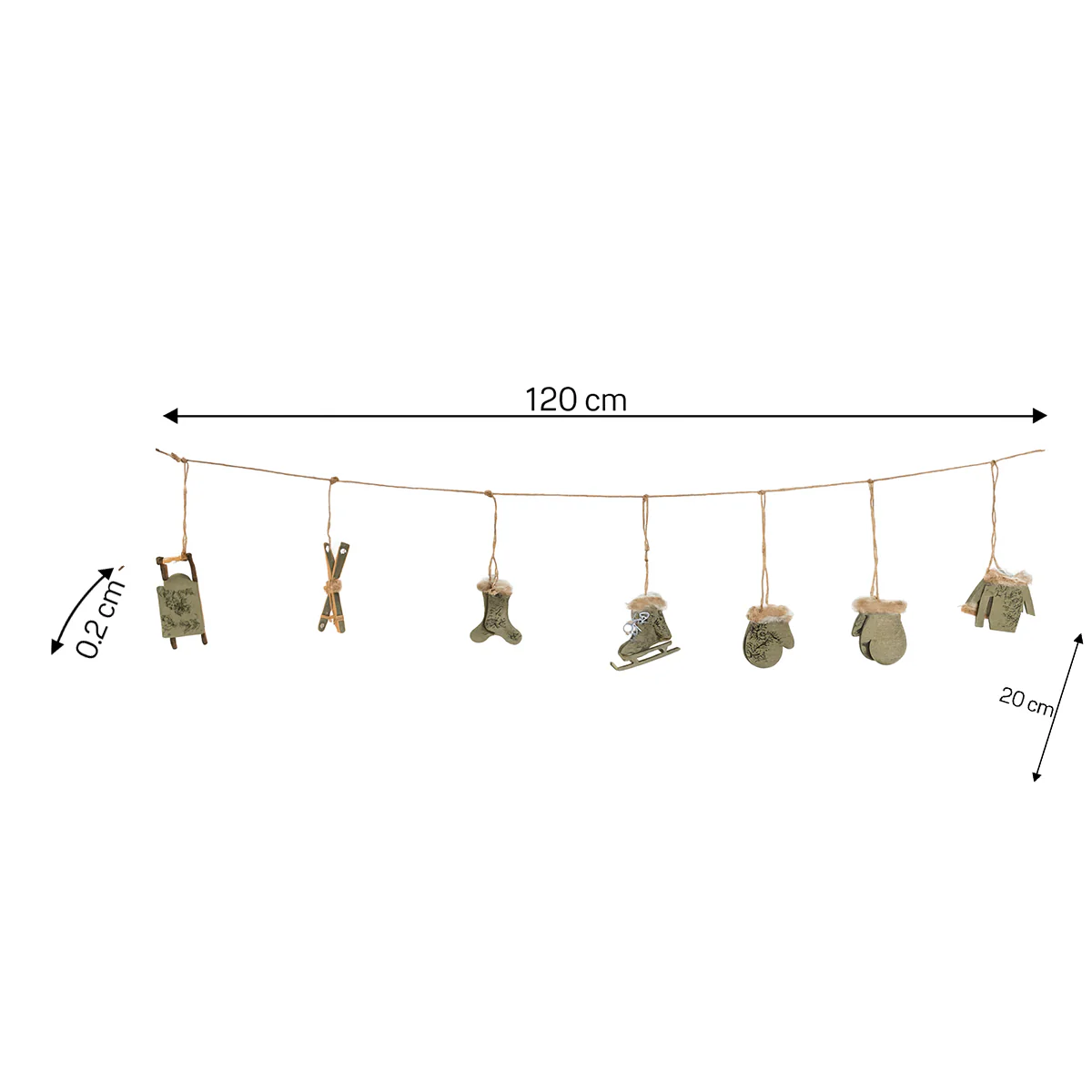 Green & White Winter Garland / Table Scatters - 120cm (1.2m / 47.2') - Image 5