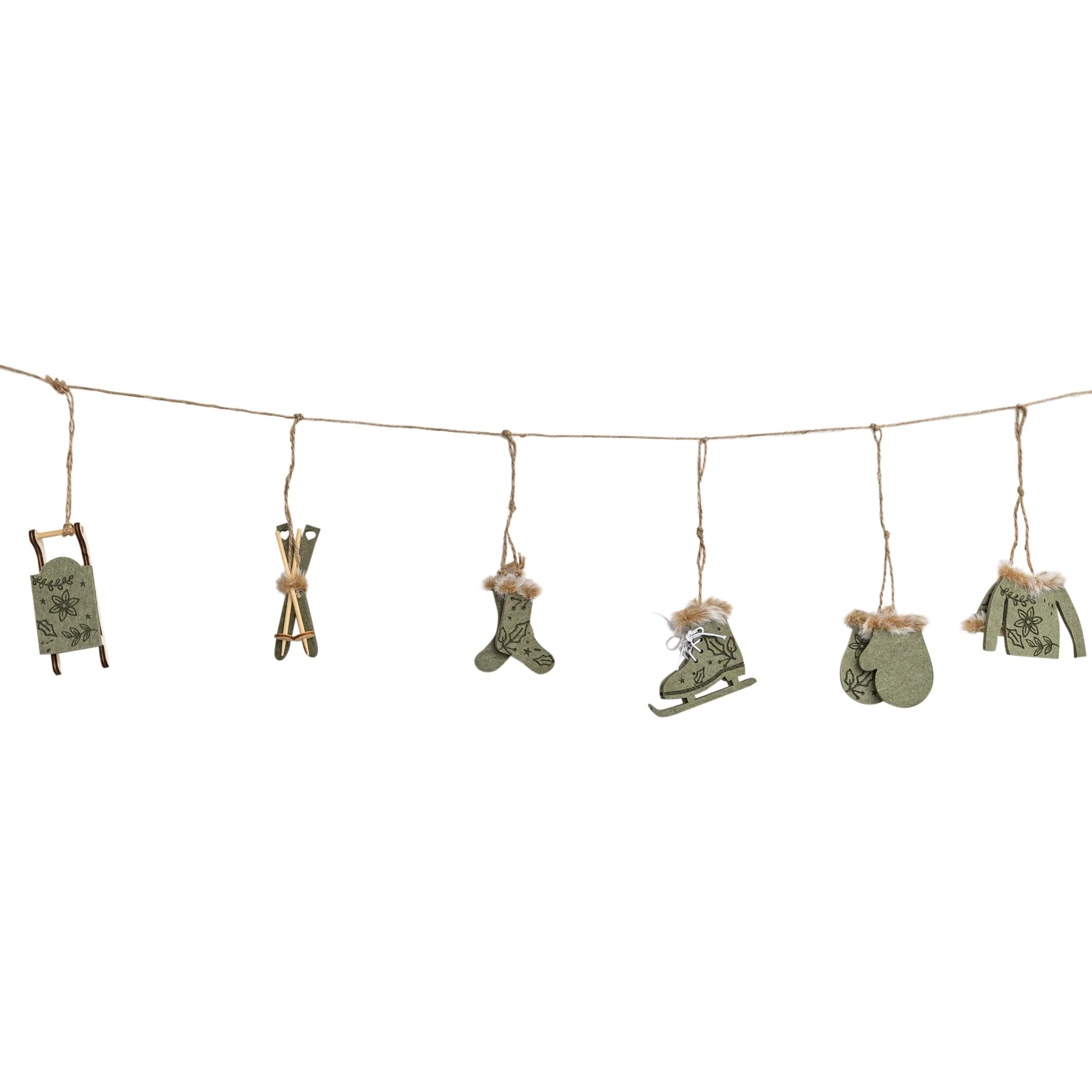 Green & White Winter Garland / Table Scatters - 120cm (1.2m / 47.2') - Image 6