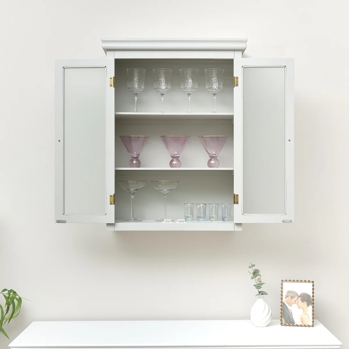 Grey Frosted Glass Fronted Wall Cabinet 75cm x 57cm - Image 3