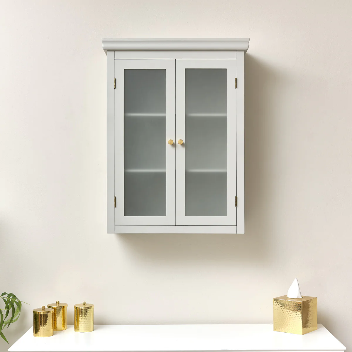 Grey Frosted Glass Fronted Wall Cabinet 75cm x 57cm - Image 4