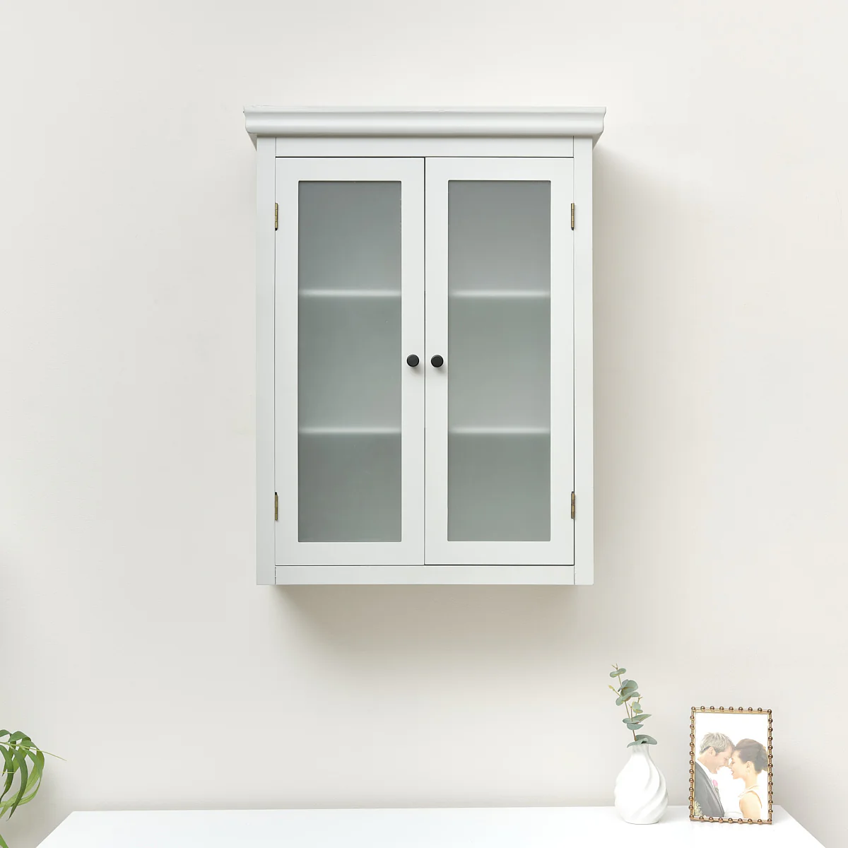 Grey Frosted Glass Fronted Wall Cabinet 75cm x 57cm - Image 8