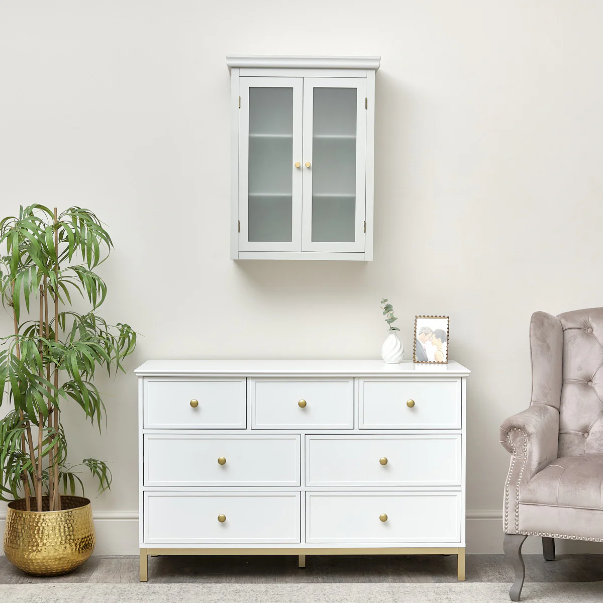 Grey Frosted Glass Fronted Wall Cabinet 75cm x 57cm - Image 9