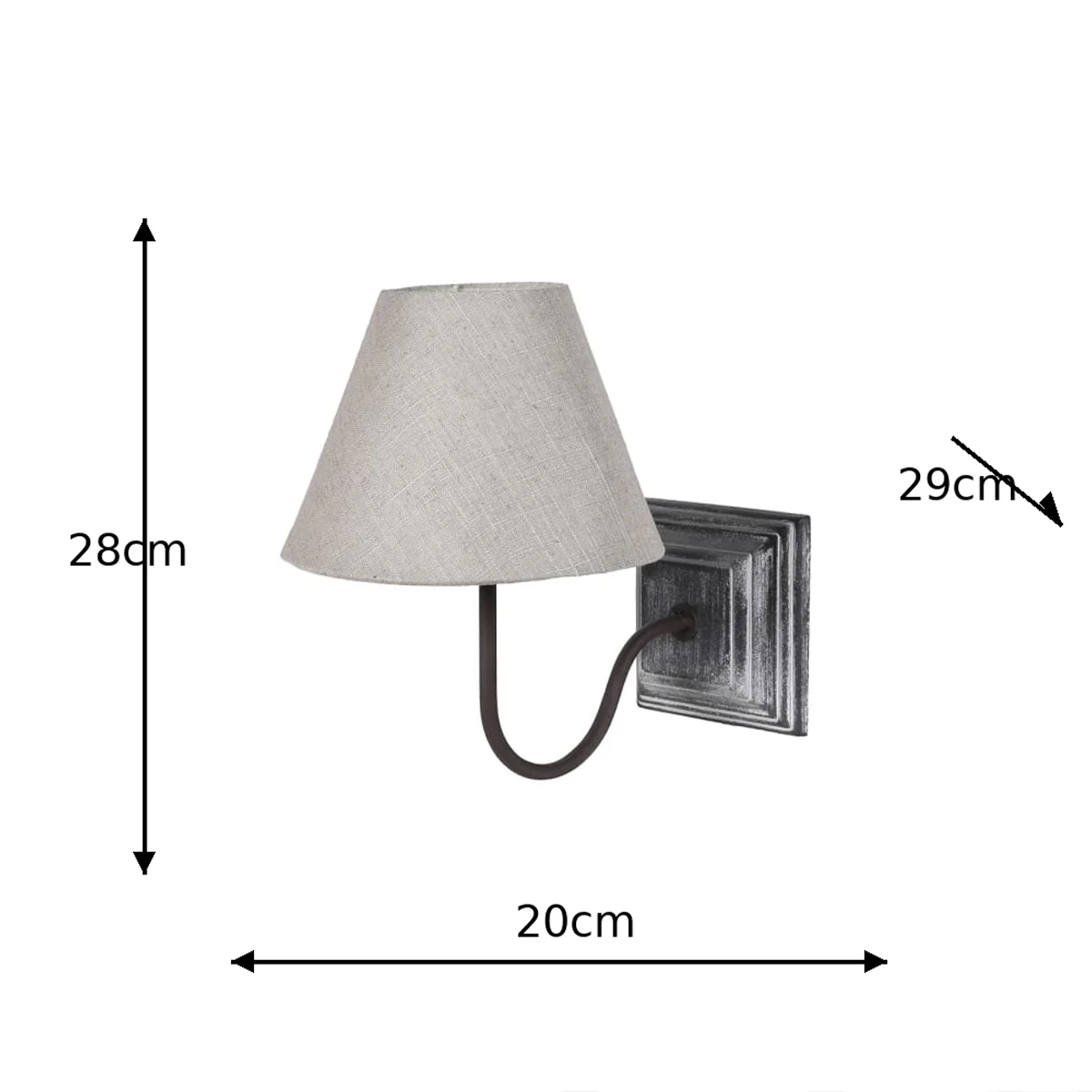 Grey Wash Wall Light with Linen Shade - Image 3