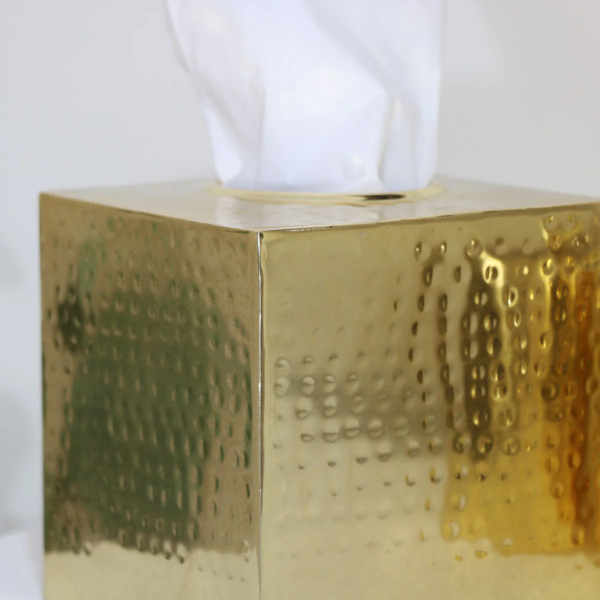 Hammered Gold Metal Tissue Box - Image 2