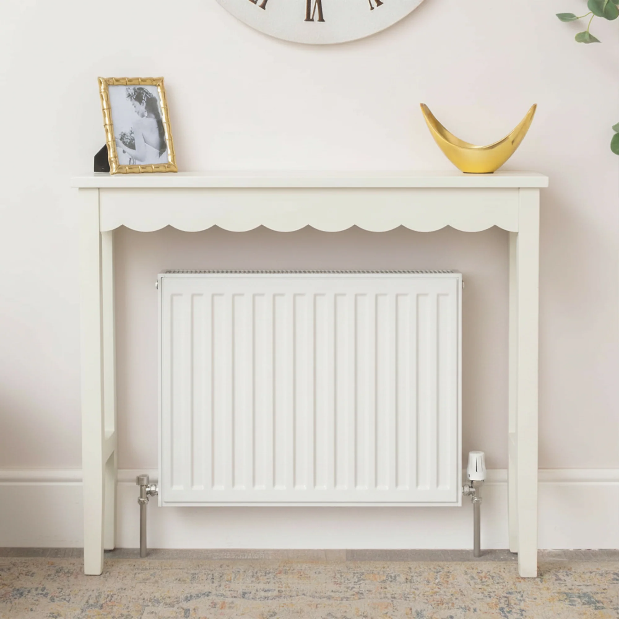 Ivory Scalloped Console Table - 93cm x 81cm - Image 4