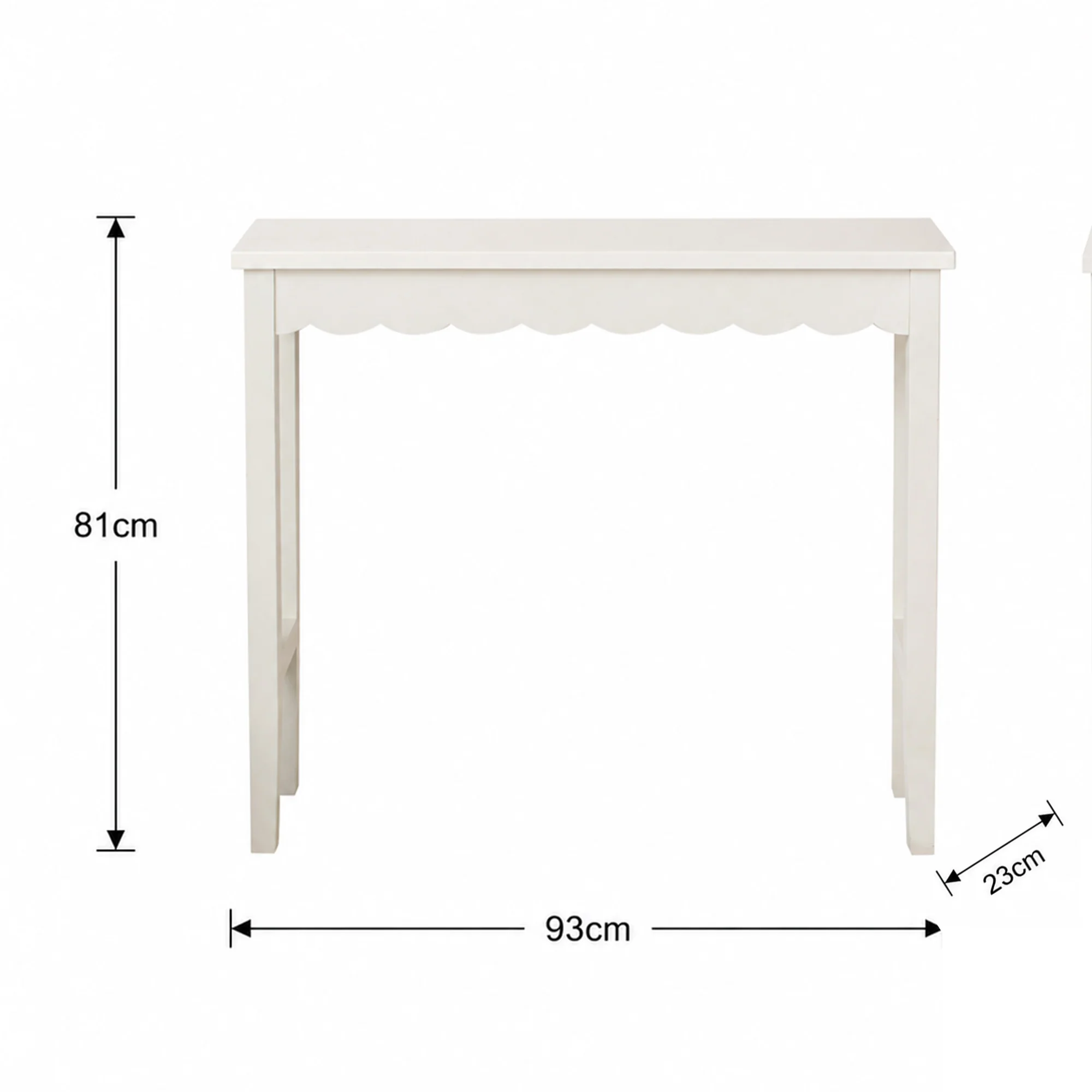 Ivory Scalloped Console Table - 93cm x 81cm - Image 7