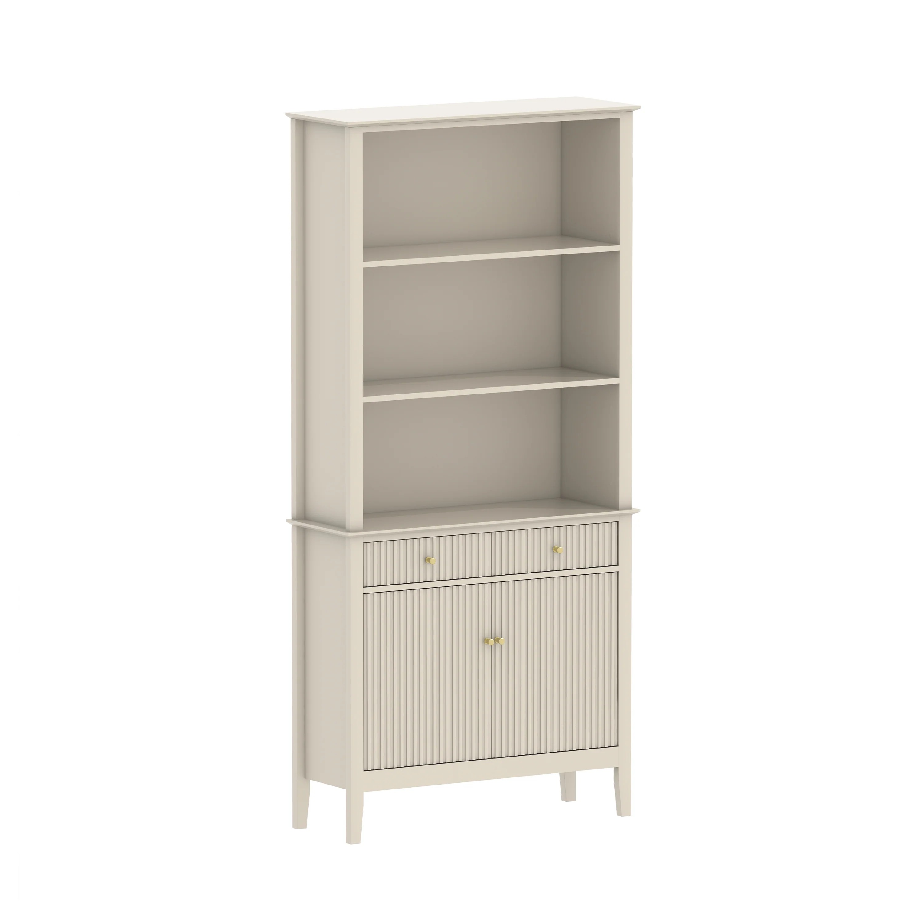 Large 2 Drawer & 2 Doors Freestanding Storage Display Cabinet - Hales Taupe Range - Image 11