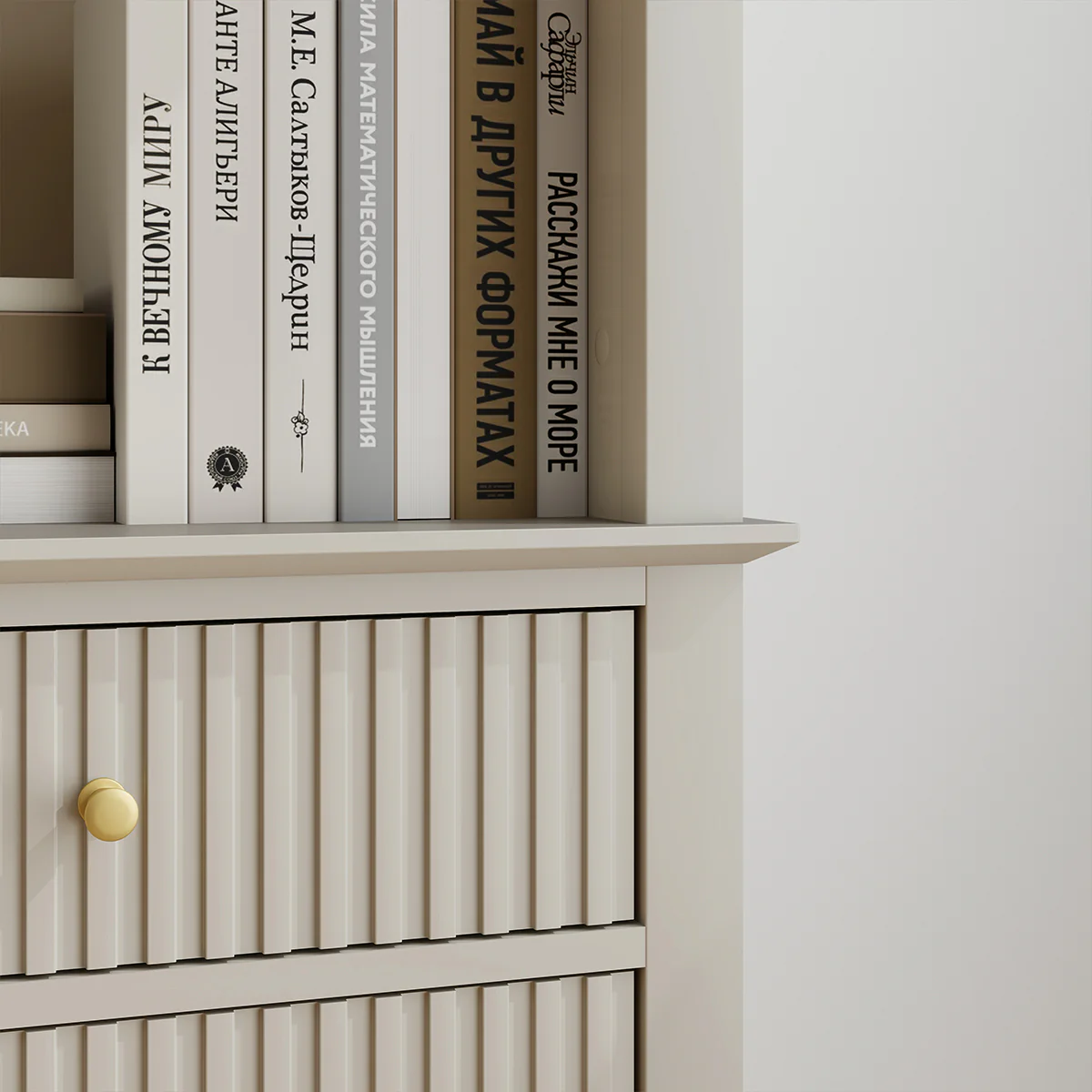 Large 2 Drawer & 2 Doors Freestanding Storage Display Cabinet - Hales Taupe Range - Image 6