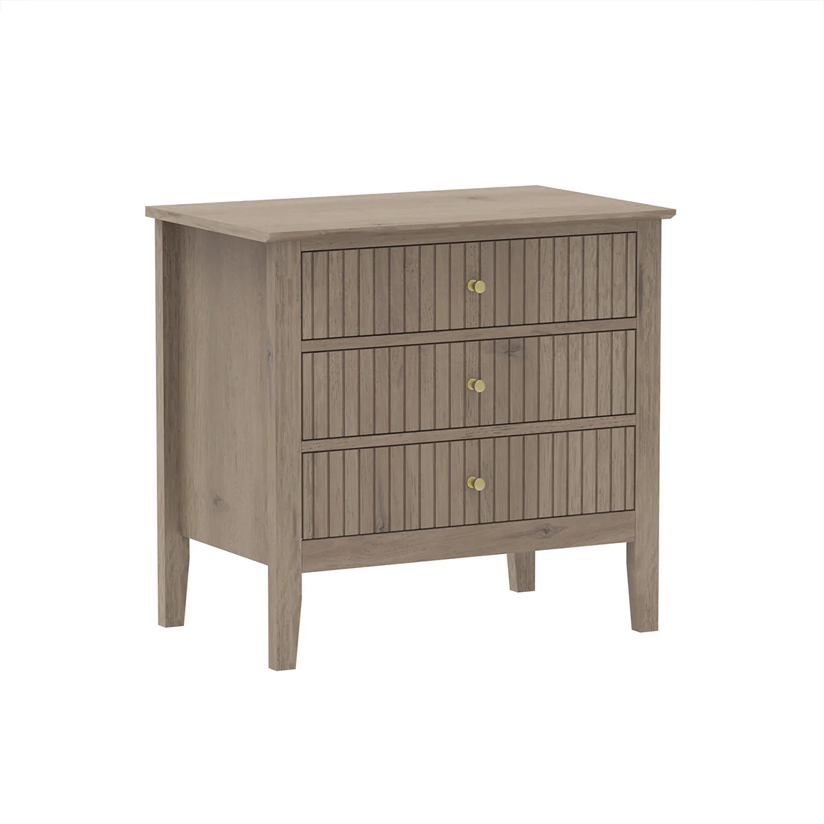 Large 3 Drawer Bedside Table - Hales Pale Wood Range - Image 7