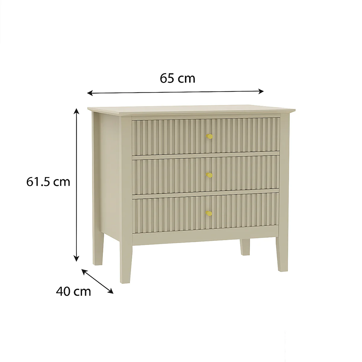 Large 3 Drawer Bedside Table - Hales Taupe Range - Image 5