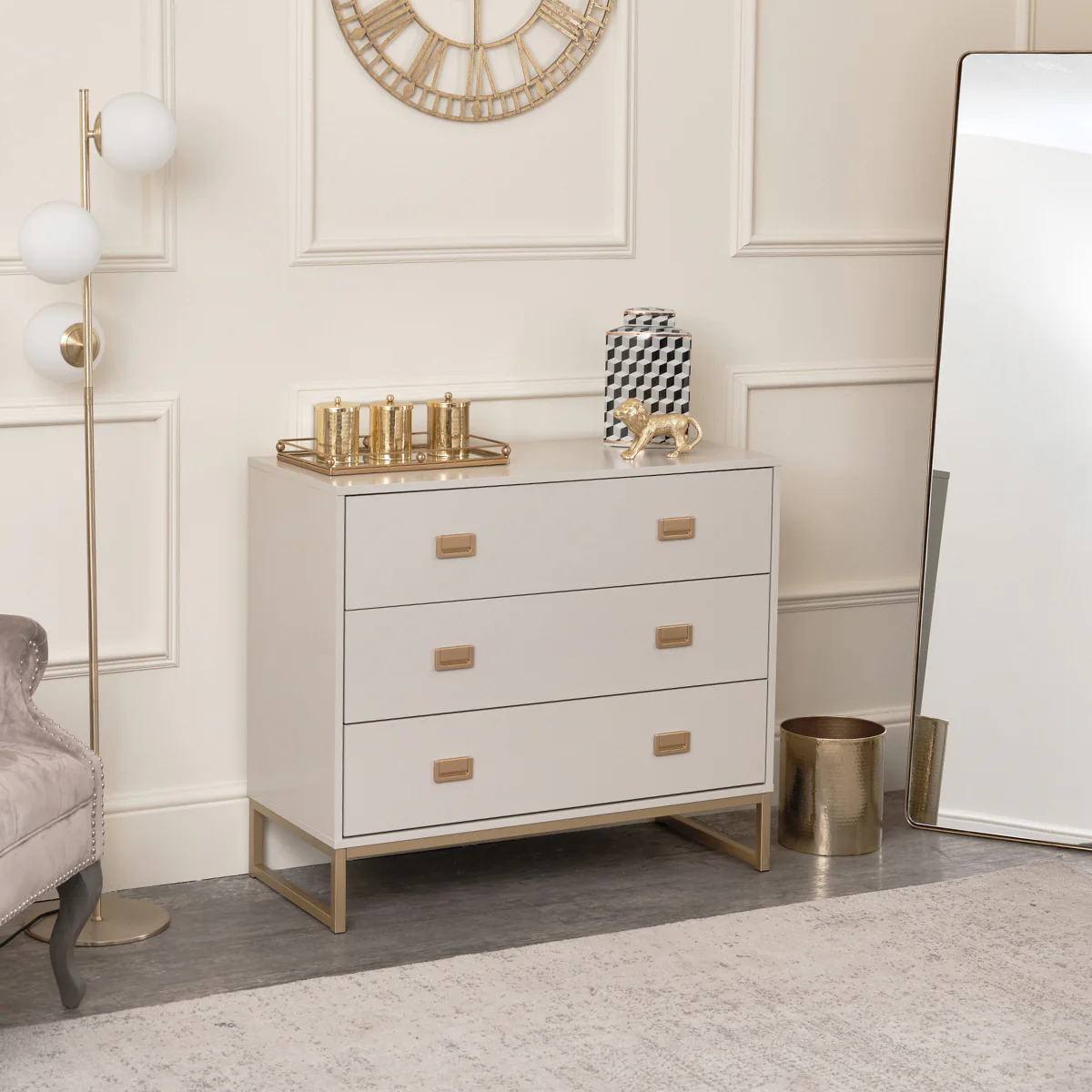 Large 3 Drawer Chest of Drawers - Elle Stone Range - Image 4