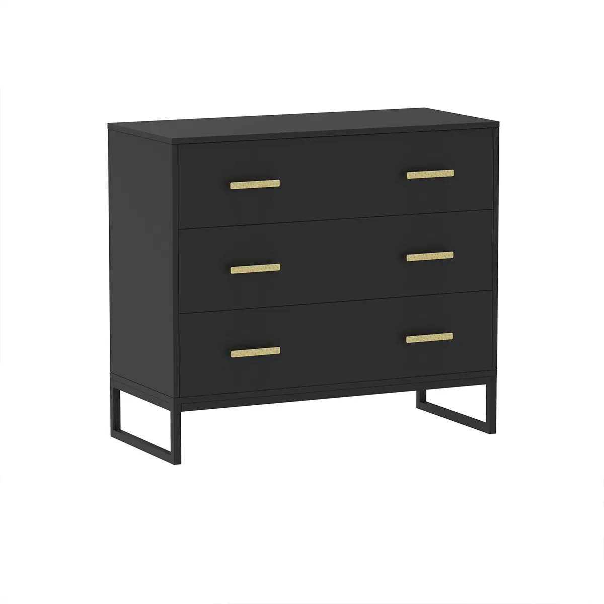 Large 3 Drawer Chest Of Drawers & Pair Of 3 Drawer Bedside Tables - Luna Black Range - Image 8