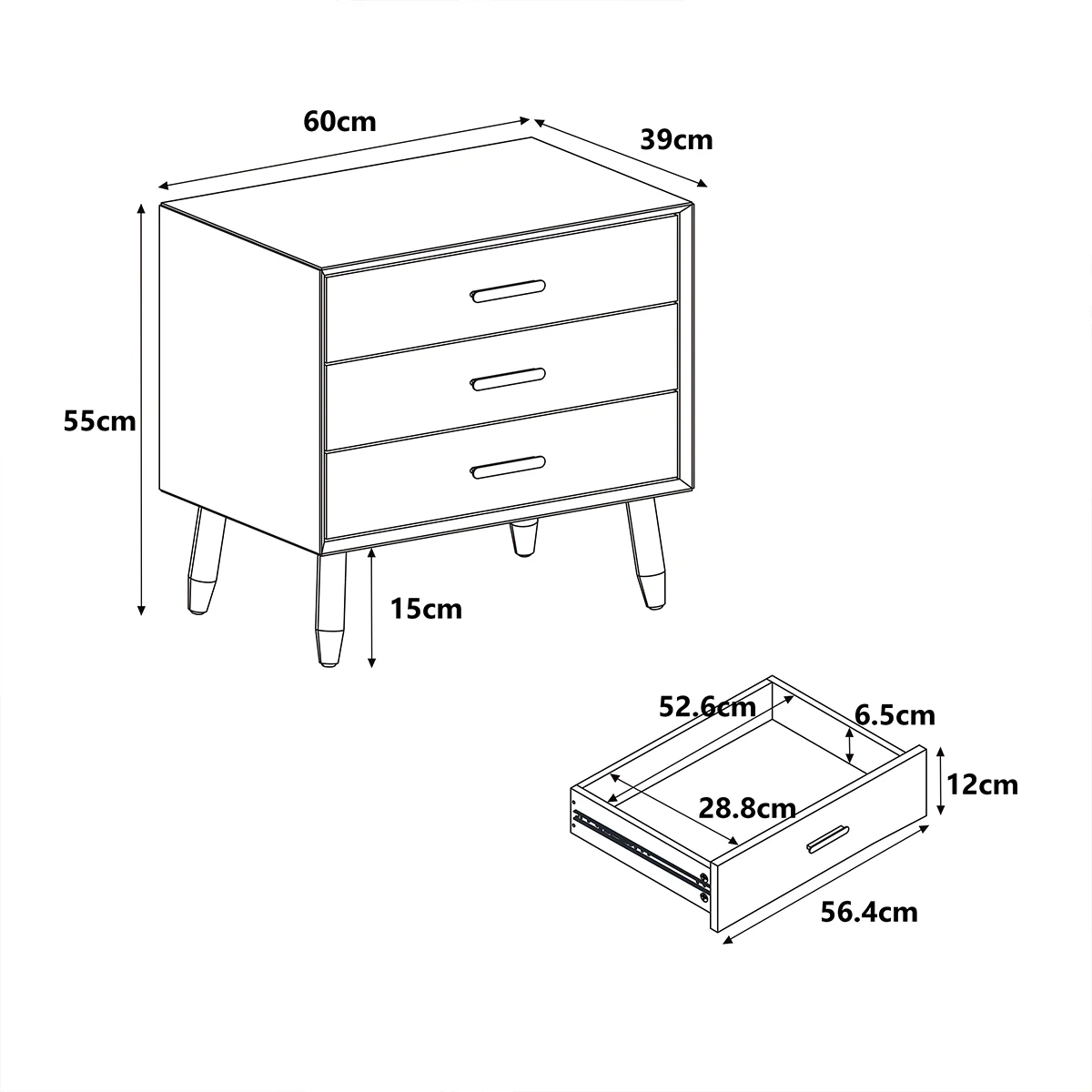 6 Drawer Chest Of Drawers & Pair of Large 3 Drawer Bedside Tables - Oslo Dark Wood Range - Image 8