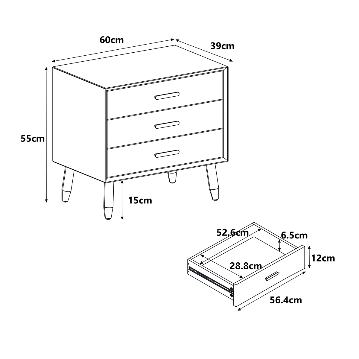 6 Drawer Chest Of Drawers & Pair of Large 3 Drawer Bedside Tables - Oslo Taupe Range - Image 5