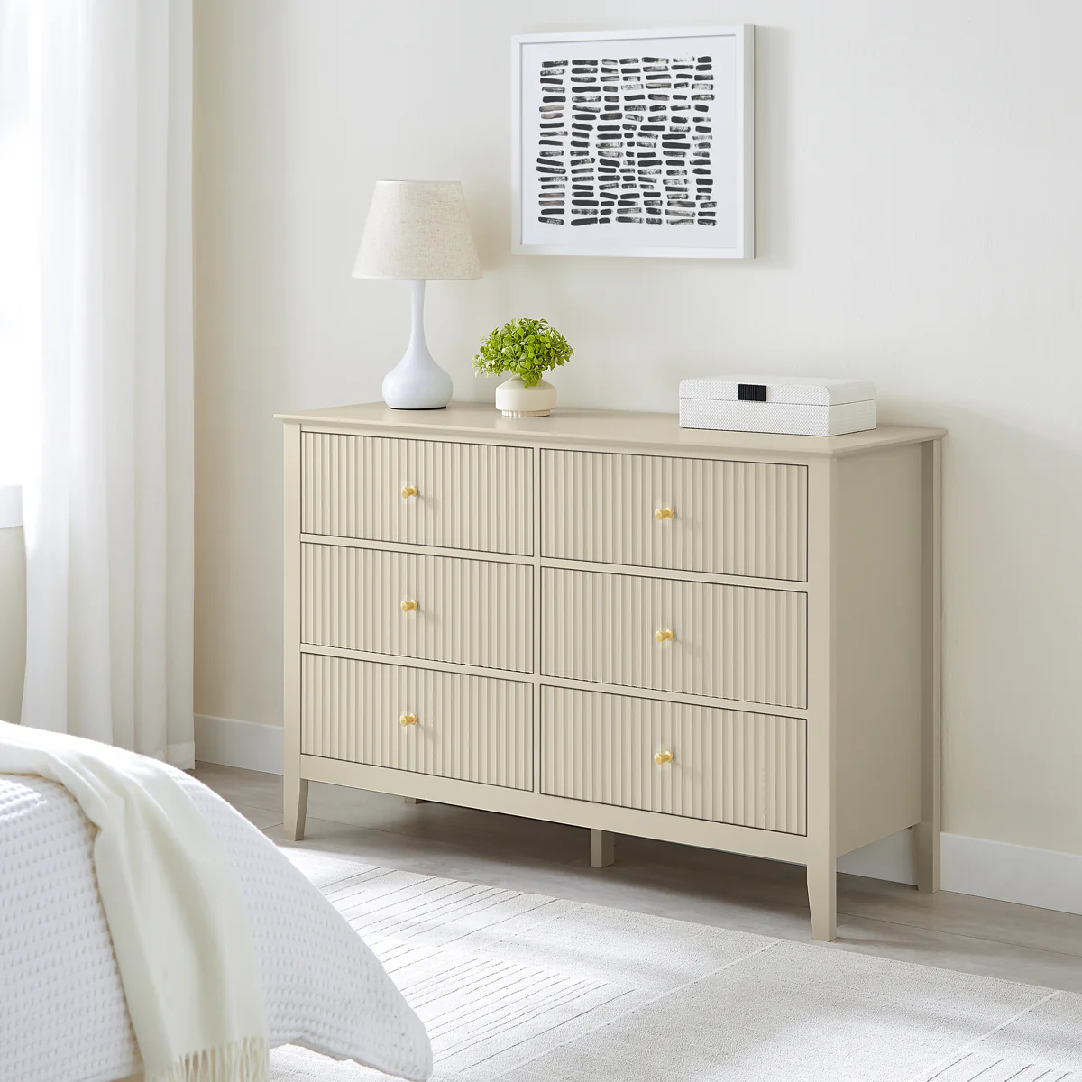 Large 6 Drawer Chest Of Drawers and Pair Of Large Bedside Tables - Hales Taupe Range - Image 2