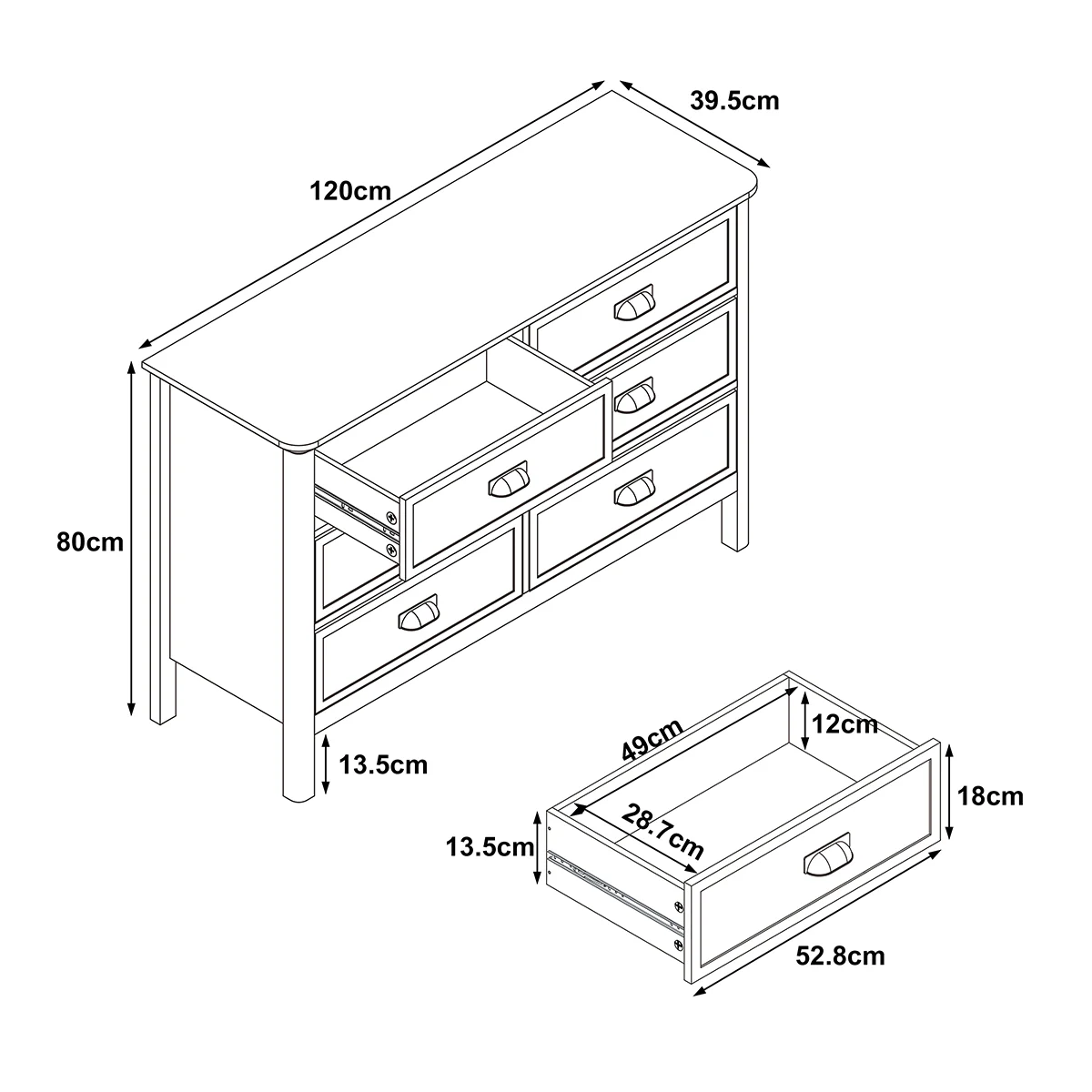 Large 6 Drawer Chest of Drawers and Pair of Bedside Tables - Lawrence Ivory Range - Image 8