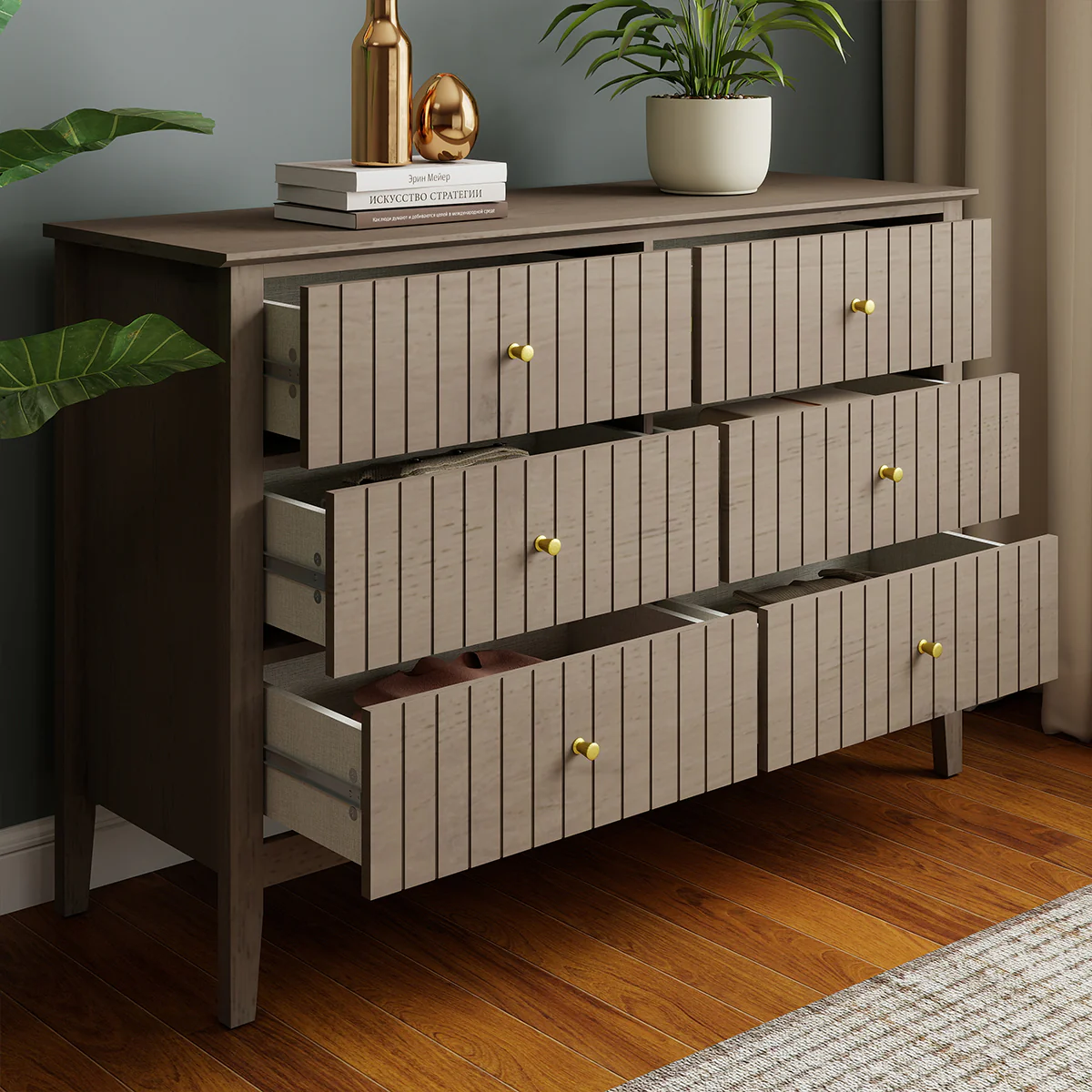 Large 6 Drawer Chest of Drawers - Hales Pale Wood Range - Image 4