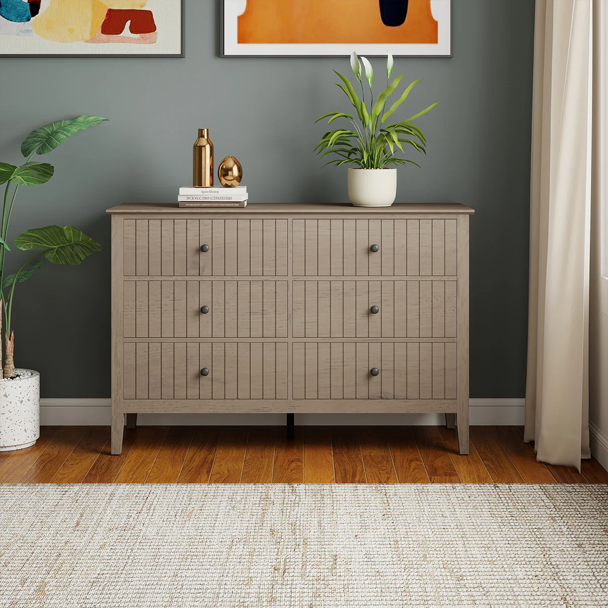 Large 6 Drawer Chest of Drawers - Hales Pale Wood Range - Image 5