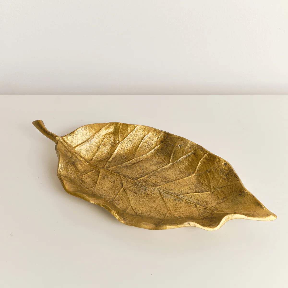 Large Antique Gold Bay Leaf Shaped Trinket Tray - 36cm - Image 3