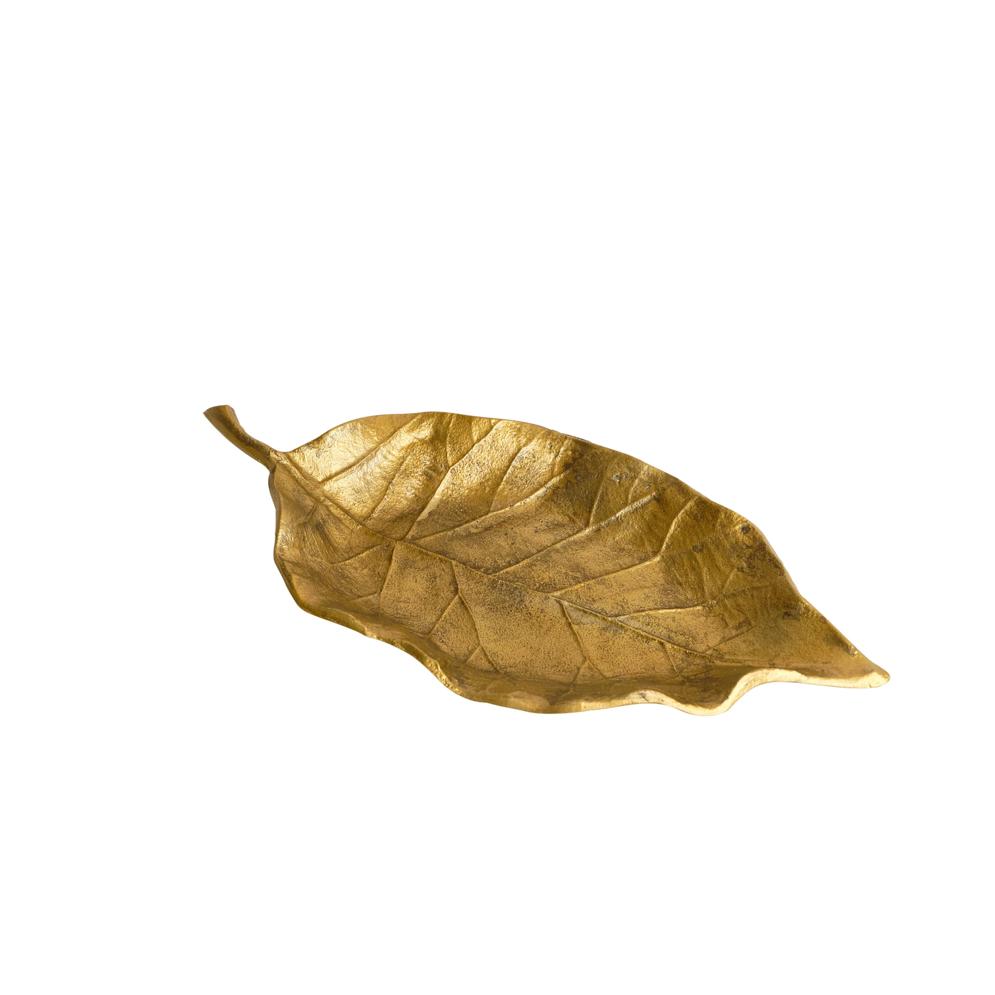 Large Antique Gold Bay Leaf Shaped Trinket Tray - 36cm - Image 6