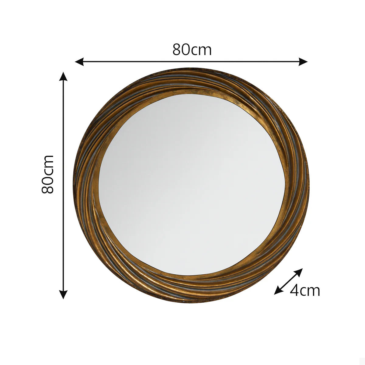 Large Antique Gold Round Swirl Mirror - 80cm x 80cm - Image 4
