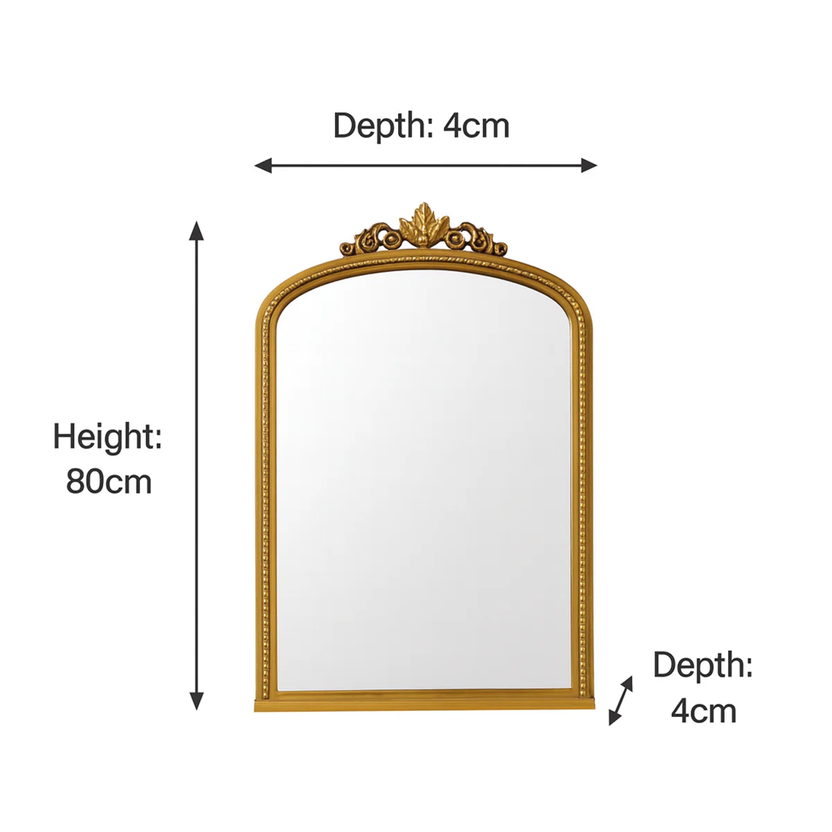Large Arched Ornate Edge Gold Mirror 80cm x 50cm - Image 6
