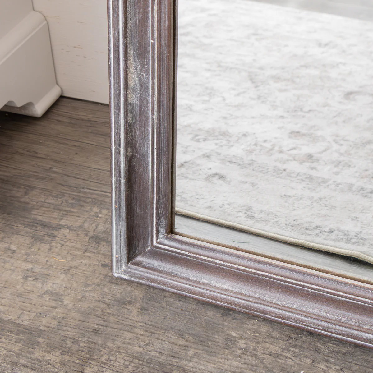 Large Arched Washed Wooden Framed Leaner Mirror - 78cm x 158cm - Image 3