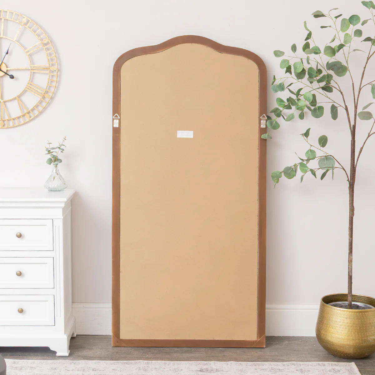Large Arched Washed Wooden Framed Leaner Mirror - 78cm x 158cm - Image 6