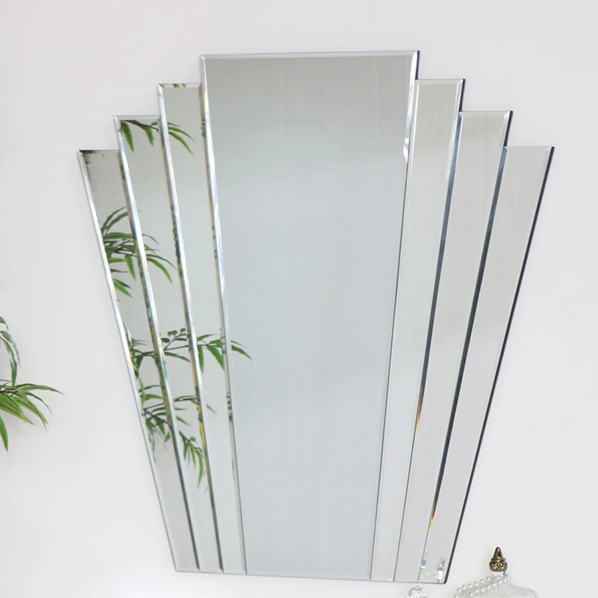 Large Art Deco Fan Frameless Wall Mirror - Image 4